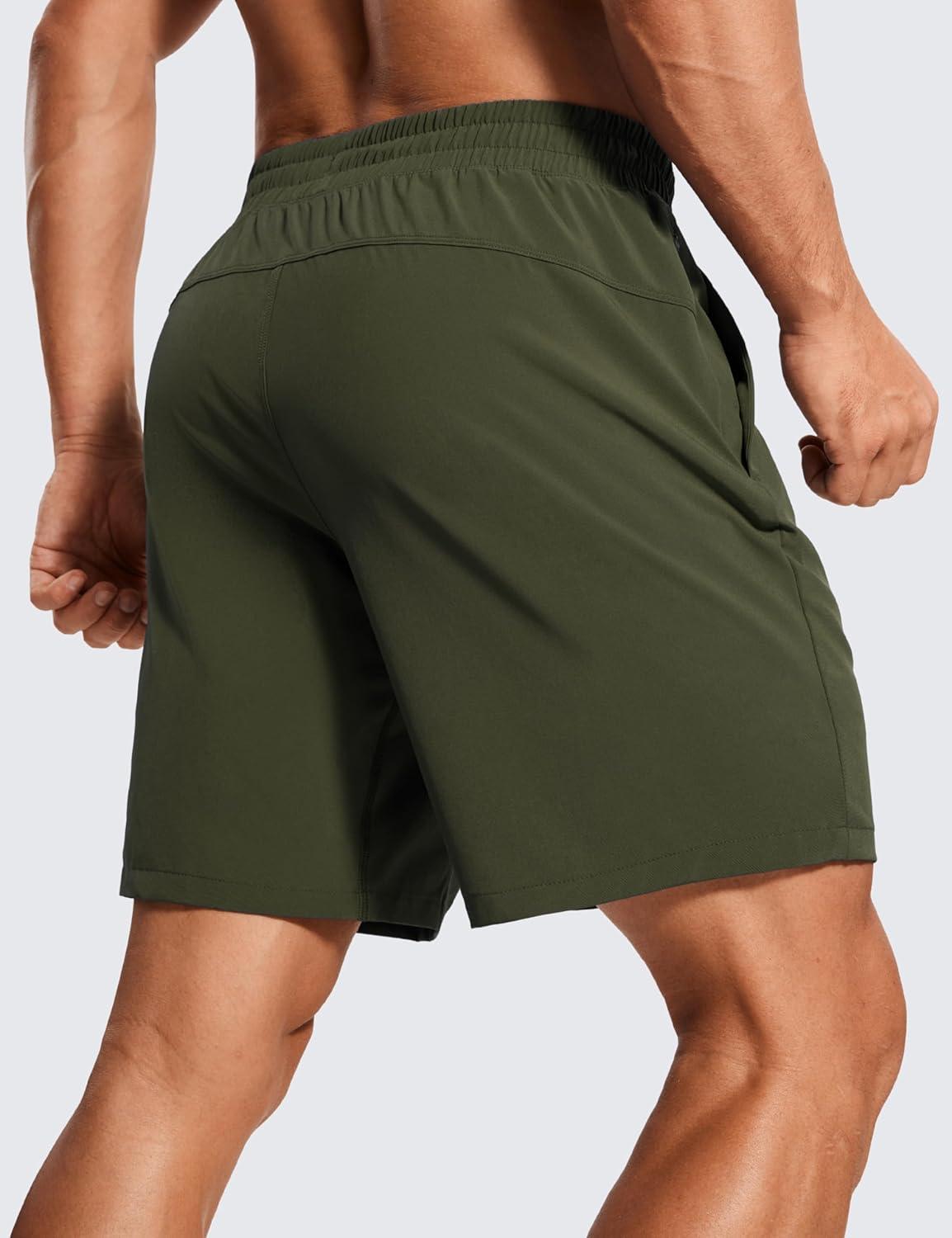 imageCRZ YOGA Mens 2 in 1 Running Shorts 7quot Lined Workout Quick Dry Lightweight for Sports Athletic with PocketsDark Olive