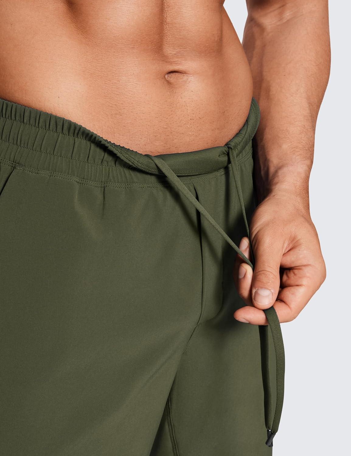 imageCRZ YOGA Mens 2 in 1 Running Shorts 7quot Lined Workout Quick Dry Lightweight for Sports Athletic with PocketsDark Olive