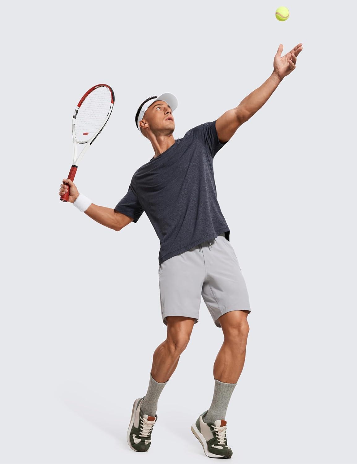 imageCRZ YOGA Mens 2 in 1 Running Shorts 7quot Lined Workout Quick Dry Lightweight for Sports Athletic with PocketsGull Gray