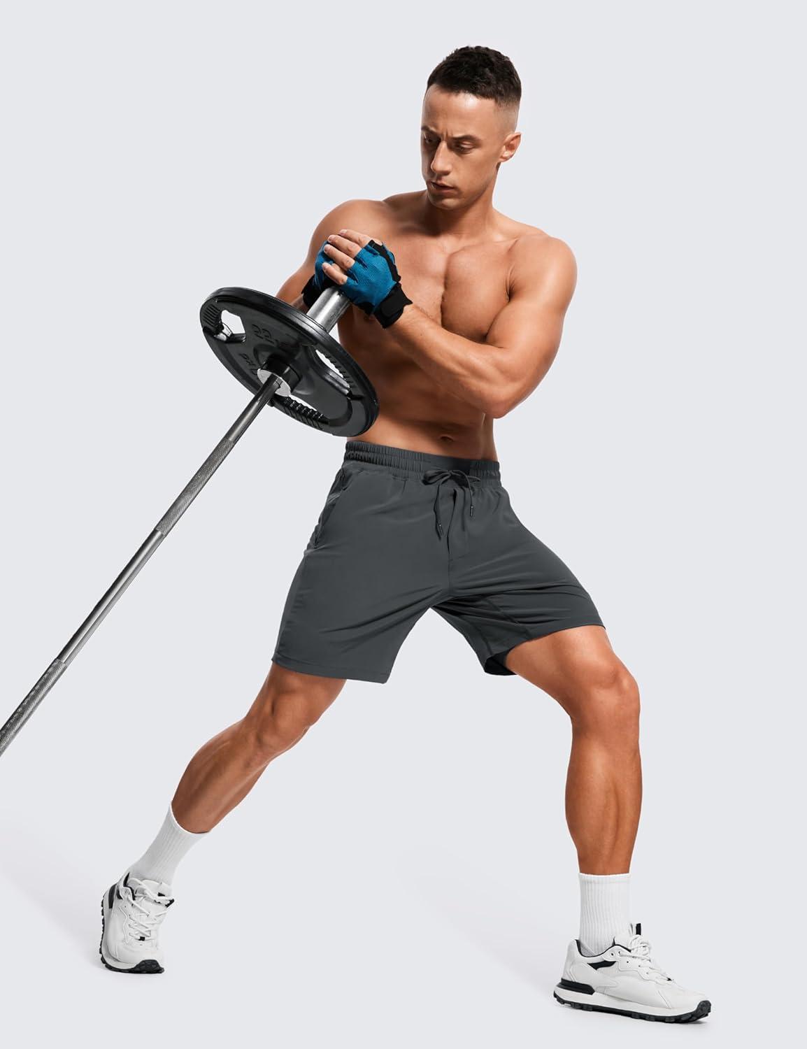 imageCRZ YOGA Mens 2 in 1 Running Shorts 7quot Lined Workout Quick Dry Lightweight for Sports Athletic with PocketsInk Gray