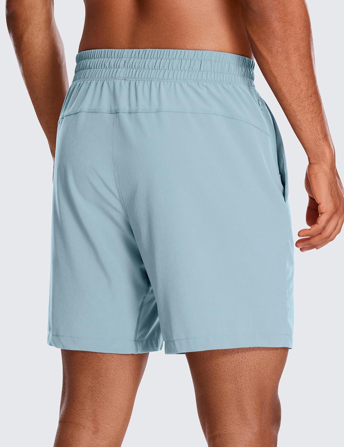 imageCRZ YOGA Mens 2 in 1 Running Shorts 7quot Lined Workout Quick Dry Lightweight for Sports Athletic with PocketsLight Grayish Blue