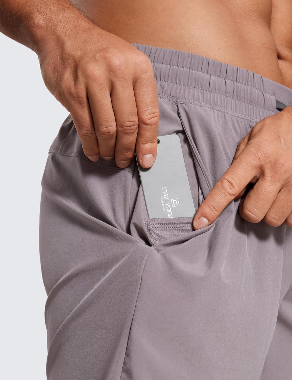 imageCRZ YOGA Mens 2 in 1 Running Shorts 7quot Lined Workout Quick Dry Lightweight for Sports Athletic with PocketsLunar Rock