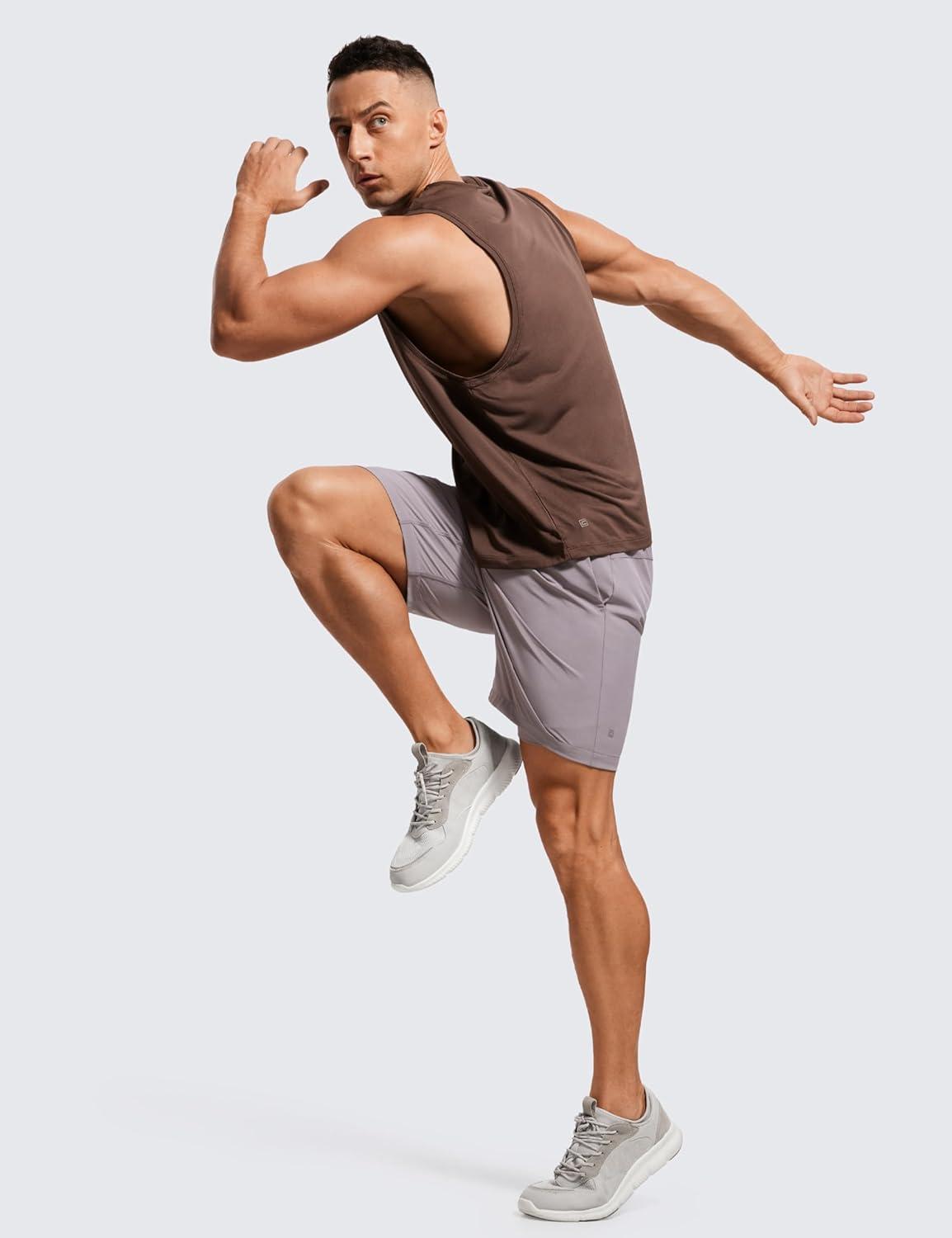 imageCRZ YOGA Mens 2 in 1 Running Shorts 7quot Lined Workout Quick Dry Lightweight for Sports Athletic with PocketsLunar Rock