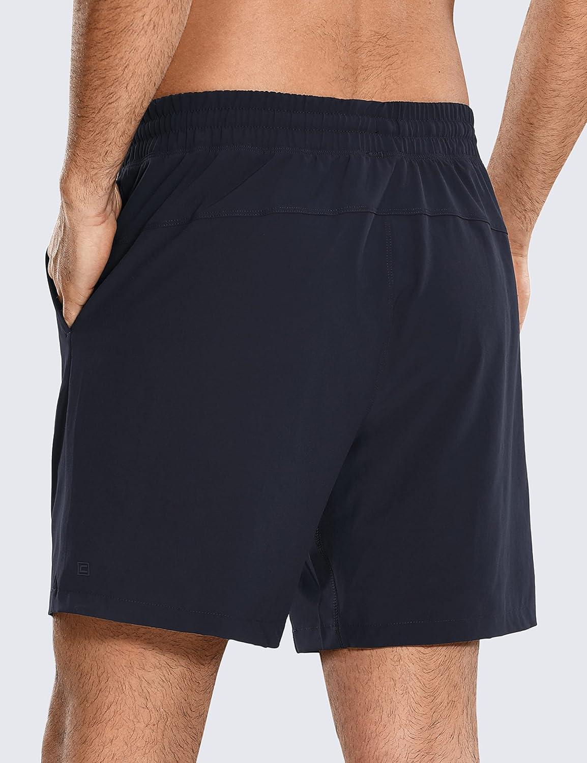 imageCRZ YOGA Mens 2 in 1 Running Shorts 7quot Lined Workout Quick Dry Lightweight for Sports Athletic with PocketsNavy