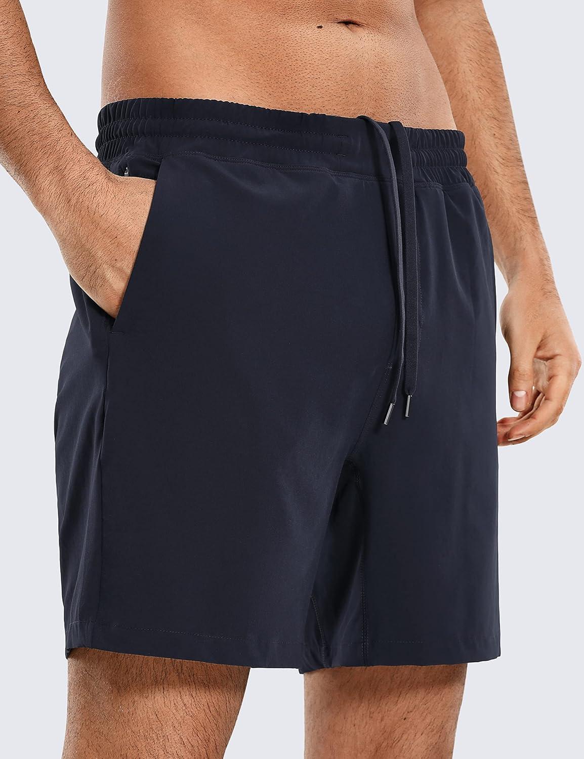 imageCRZ YOGA Mens 2 in 1 Running Shorts 7quot Lined Workout Quick Dry Lightweight for Sports Athletic with PocketsNavy