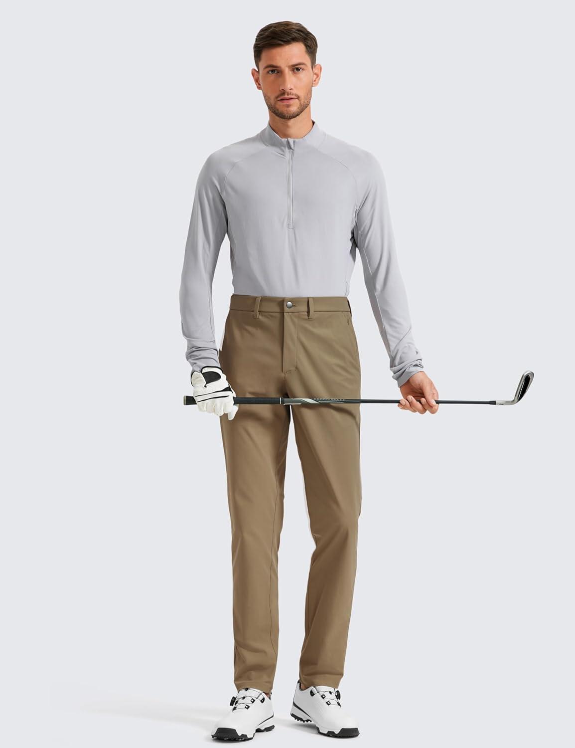 imageCRZ YOGA Mens All Day Comfy Golf Pants 28quot30quot32quot34quot36quot Quick Dry Lightweight Work Casual Trousers with PocketsArtifact Brown