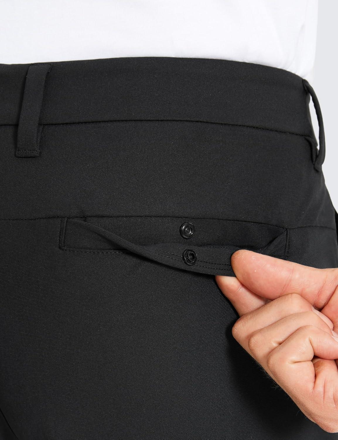 imageCRZ YOGA Mens All Day Comfy Golf Pants 28quot30quot32quot34quot36quot Quick Dry Lightweight Work Casual Trousers with PocketsBlack