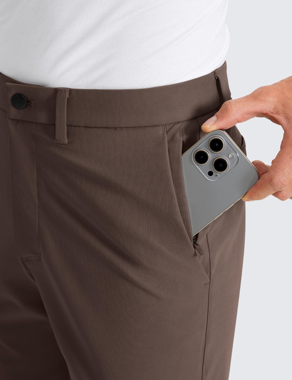 imageCRZ YOGA Mens All Day Comfy Golf Pants 28quot30quot32quot34quot36quot Quick Dry Lightweight Work Casual Trousers with PocketsDark Mocha