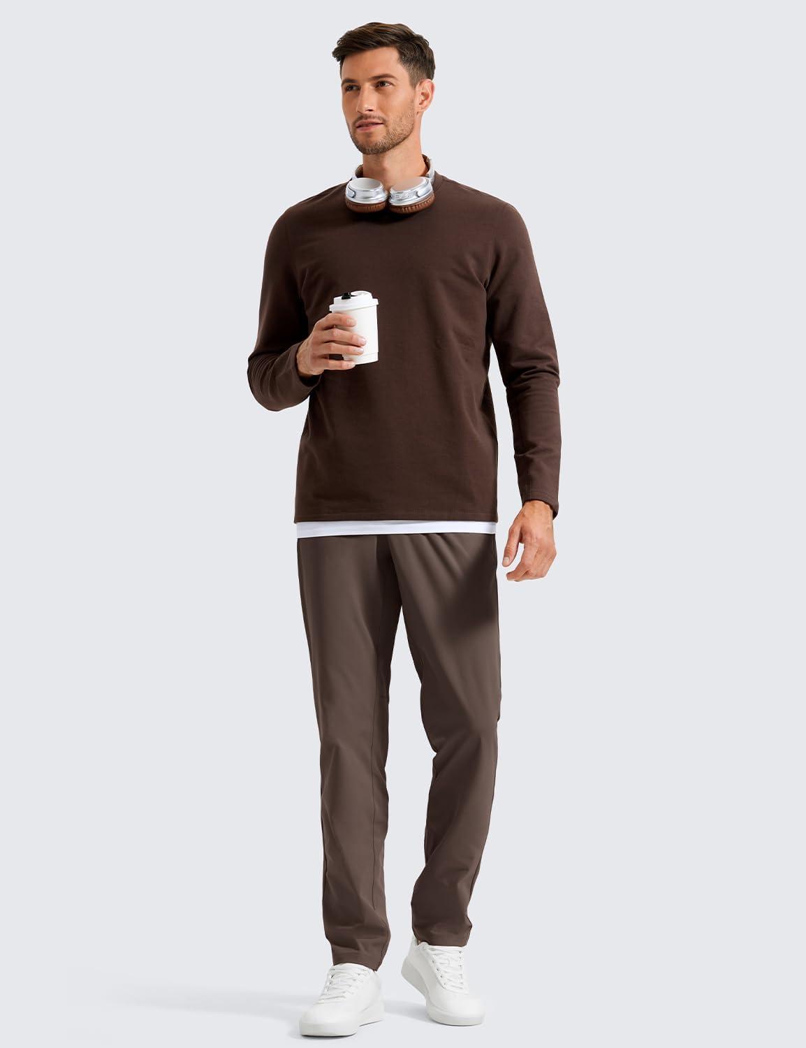 imageCRZ YOGA Mens All Day Comfy Golf Pants 28quot30quot32quot34quot36quot Quick Dry Lightweight Work Casual Trousers with PocketsDark Mocha