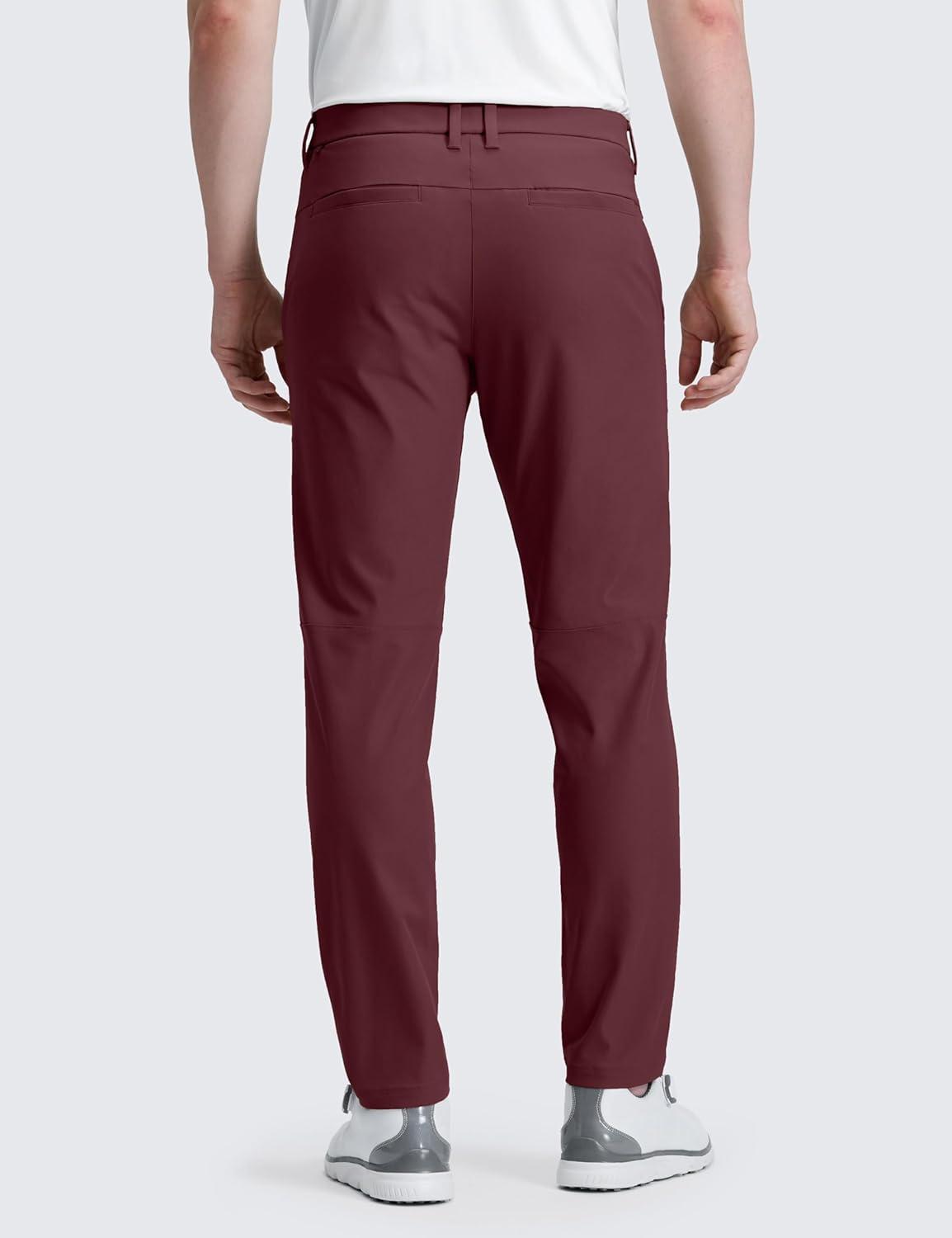 imageCRZ YOGA Mens All Day Comfy Golf Pants 28quot30quot32quot34quot36quot Quick Dry Lightweight Work Casual Trousers with PocketsDark Red