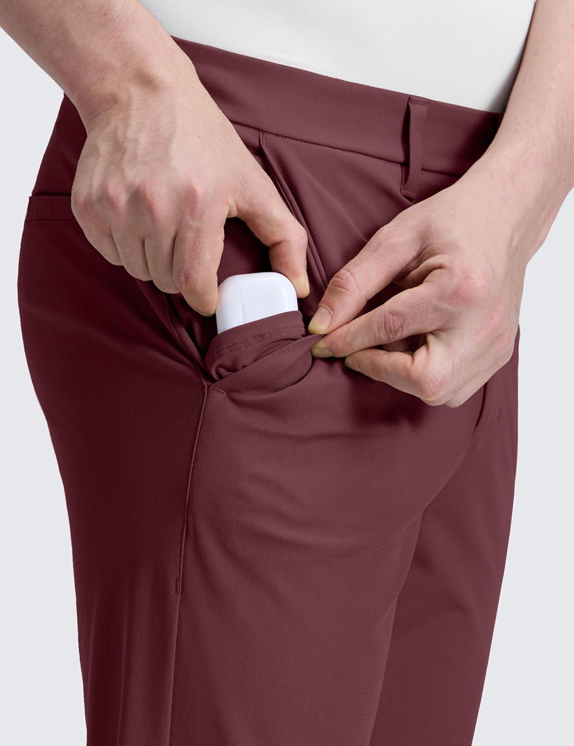 imageCRZ YOGA Mens All Day Comfy Golf Pants 28quot30quot32quot34quot36quot Quick Dry Lightweight Work Casual Trousers with PocketsDark Red