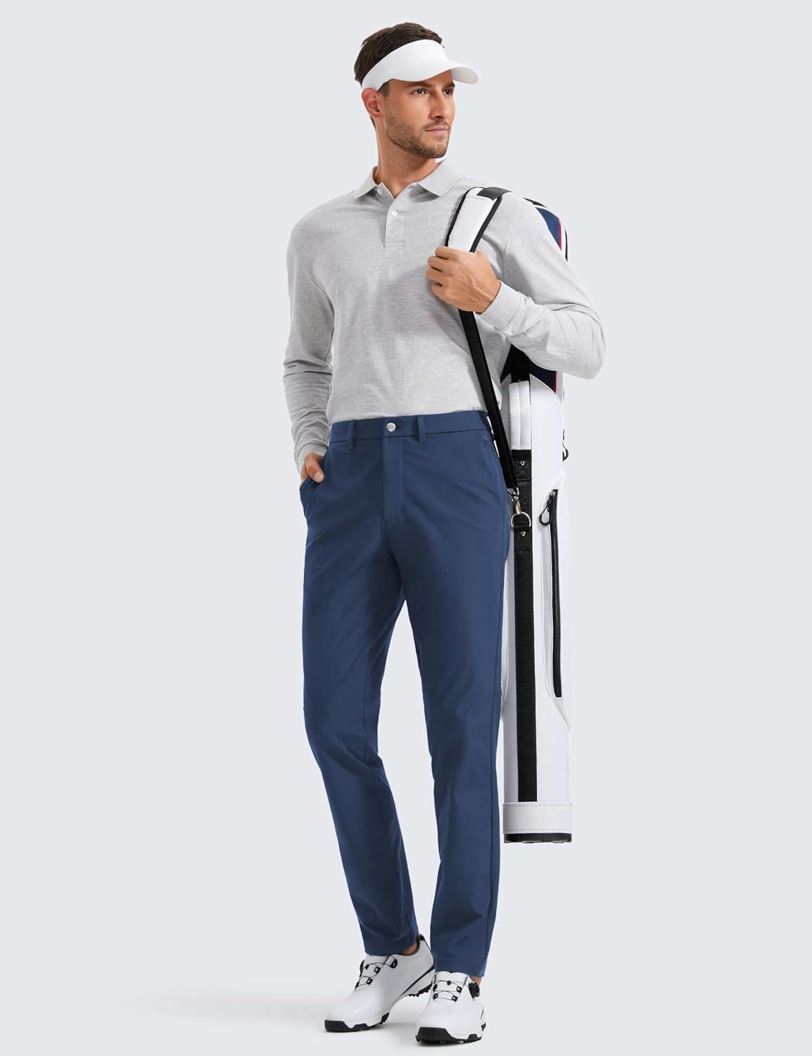 imageCRZ YOGA Mens All Day Comfy Golf Pants 28quot30quot32quot34quot36quot Quick Dry Lightweight Work Casual Trousers with PocketsElectric Blue