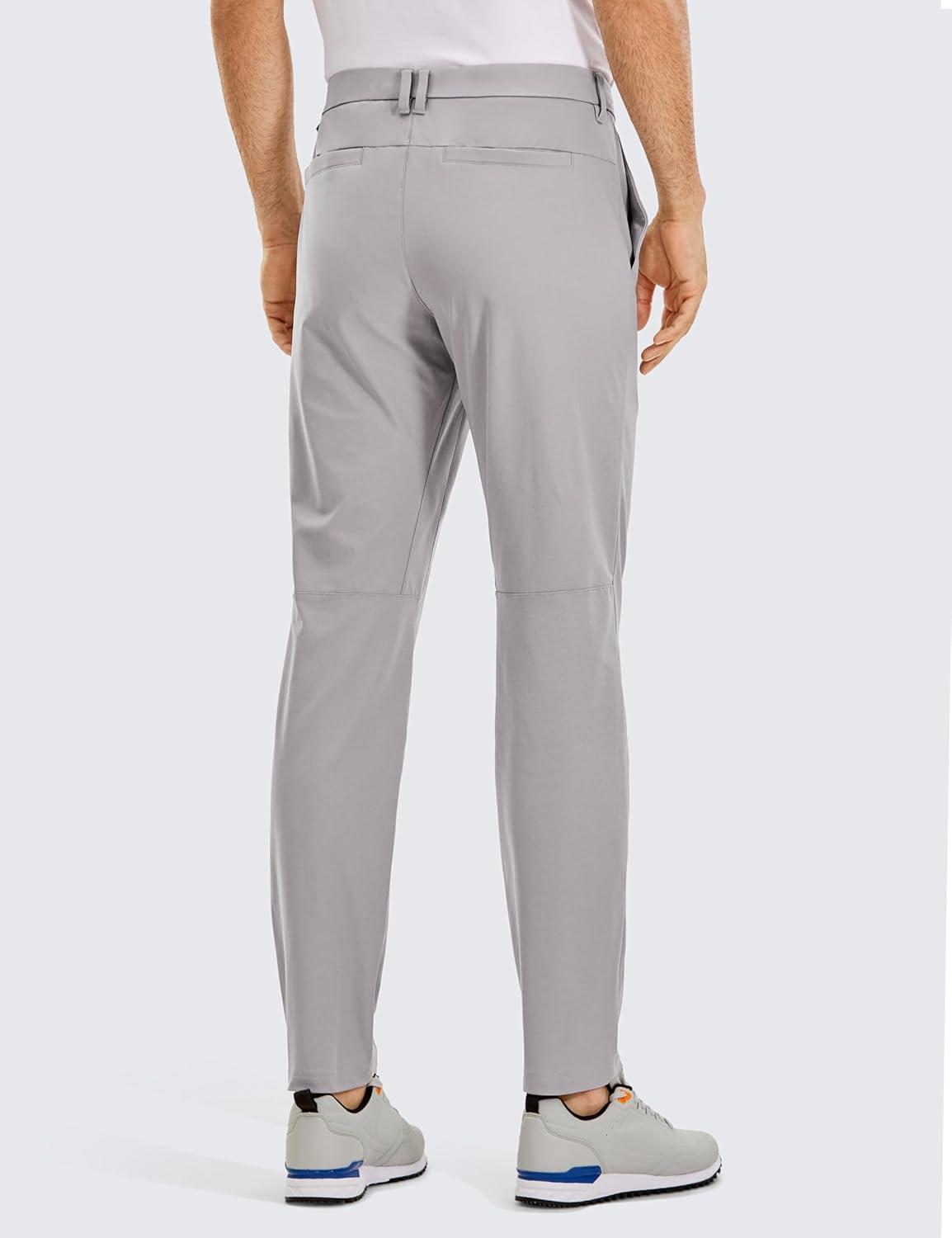 imageCRZ YOGA Mens All Day Comfy Golf Pants 28quot30quot32quot34quot36quot Quick Dry Lightweight Work Casual Trousers with PocketsGull Gray