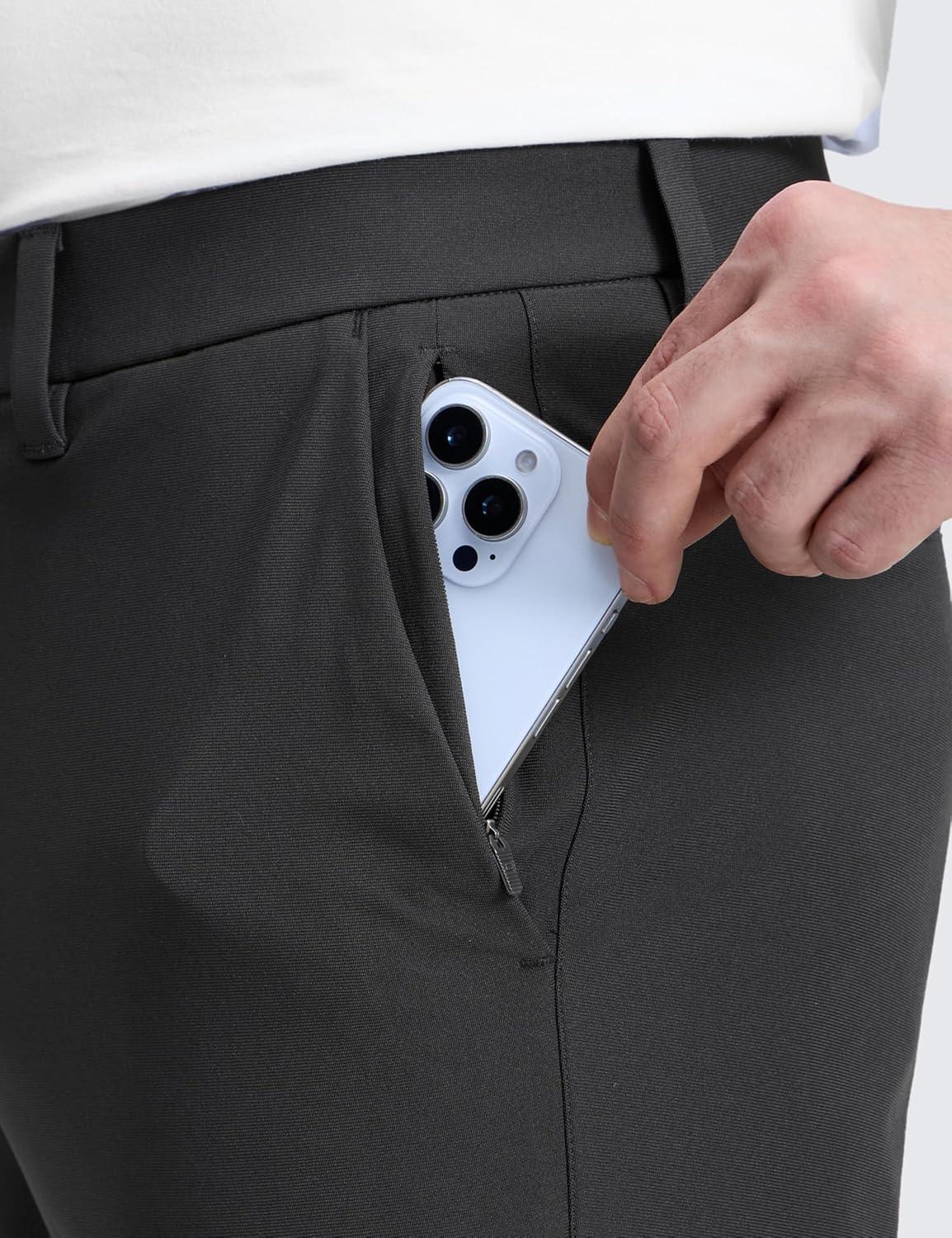 imageCRZ YOGA Mens All Day Comfy Golf Pants 28quot30quot32quot34quot36quot Quick Dry Lightweight Work Casual Trousers with PocketsInk Gray