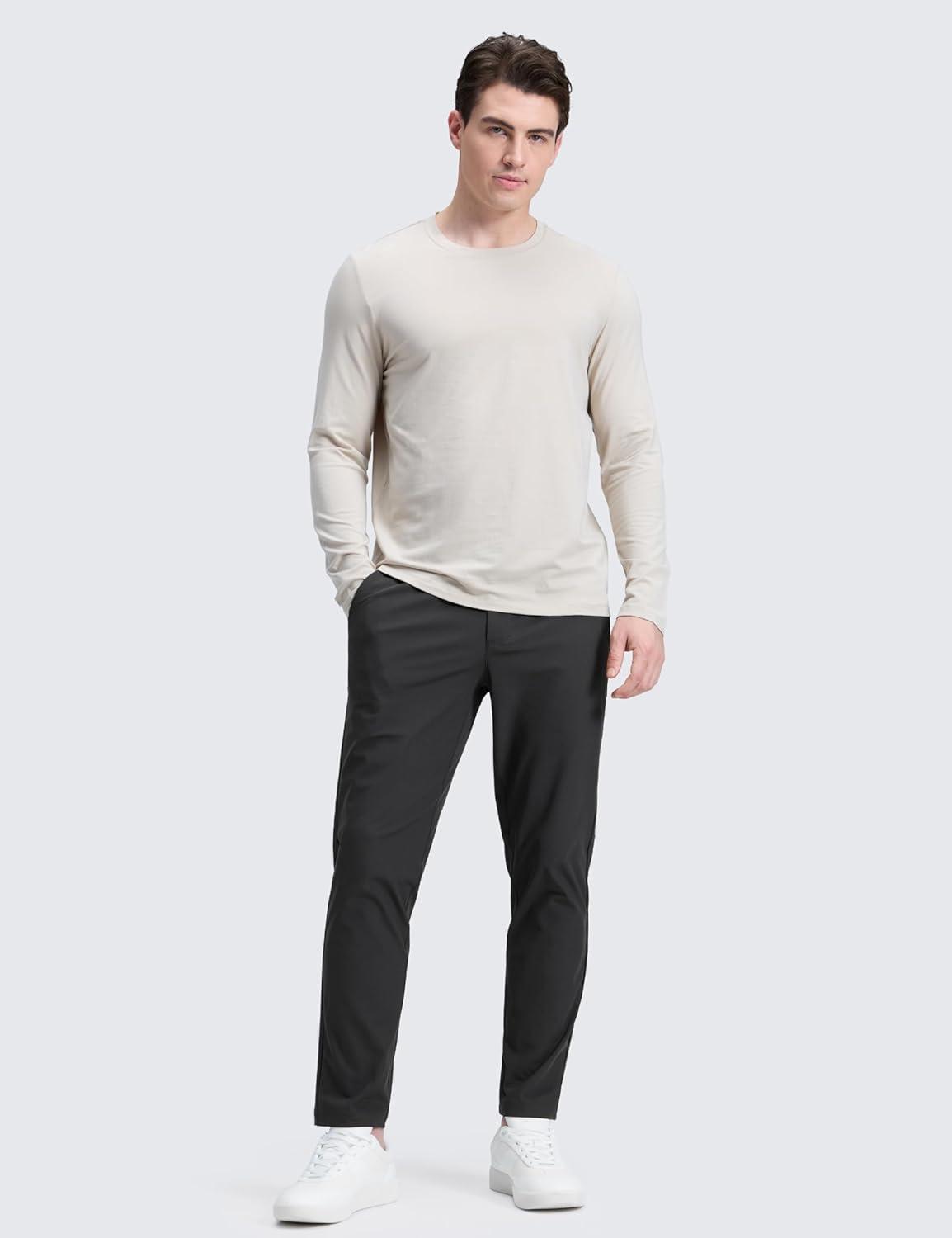 imageCRZ YOGA Mens All Day Comfy Golf Pants 28quot30quot32quot34quot36quot Quick Dry Lightweight Work Casual Trousers with PocketsInk Gray