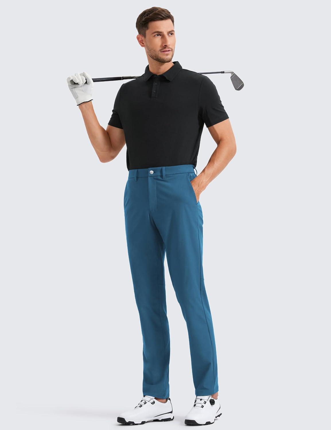imageCRZ YOGA Mens All Day Comfy Golf Pants 28quot30quot32quot34quot36quot Quick Dry Lightweight Work Casual Trousers with PocketsIron Blue