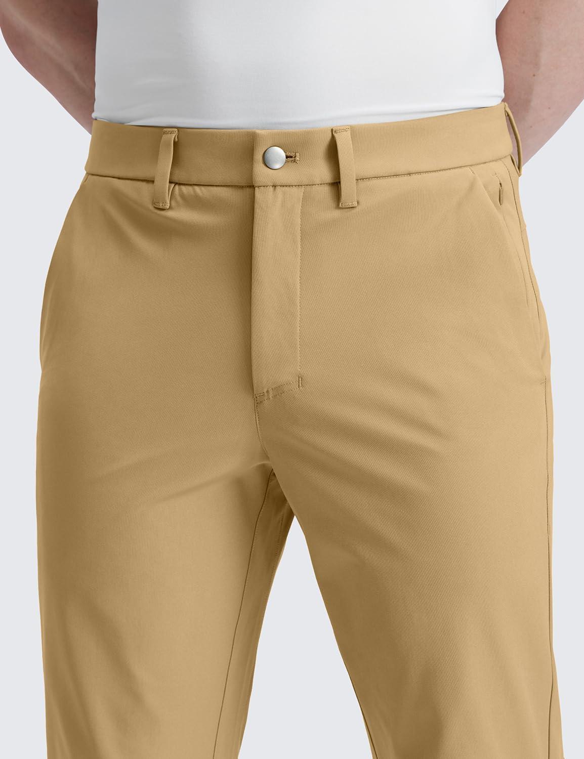 imageCRZ YOGA Mens All Day Comfy Golf Pants 28quot30quot32quot34quot36quot Quick Dry Lightweight Work Casual Trousers with PocketsKhaki Sand