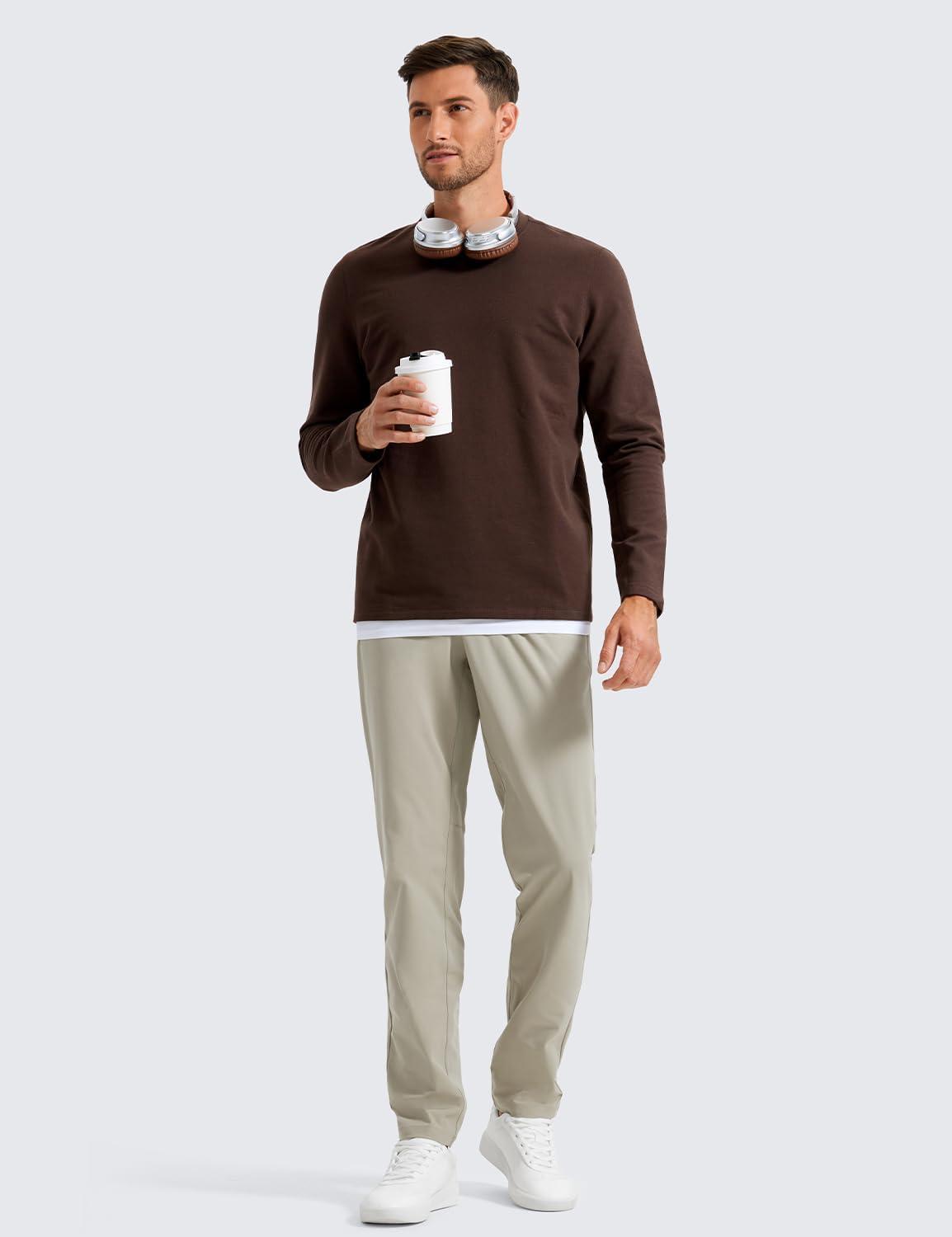 imageCRZ YOGA Mens All Day Comfy Golf Pants 28quot30quot32quot34quot36quot Quick Dry Lightweight Work Casual Trousers with PocketsKhali Barley