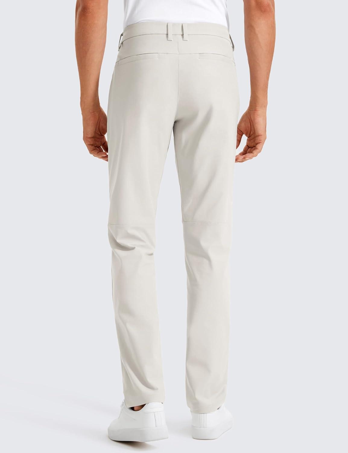 imageCRZ YOGA Mens All Day Comfy Golf Pants 28quot30quot32quot34quot36quot Quick Dry Lightweight Work Casual Trousers with PocketsMilky White Bone