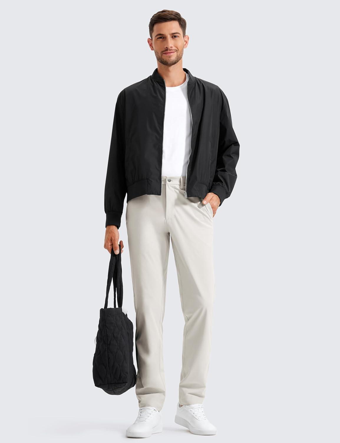 imageCRZ YOGA Mens All Day Comfy Golf Pants 28quot30quot32quot34quot36quot Quick Dry Lightweight Work Casual Trousers with PocketsMilky White Bone