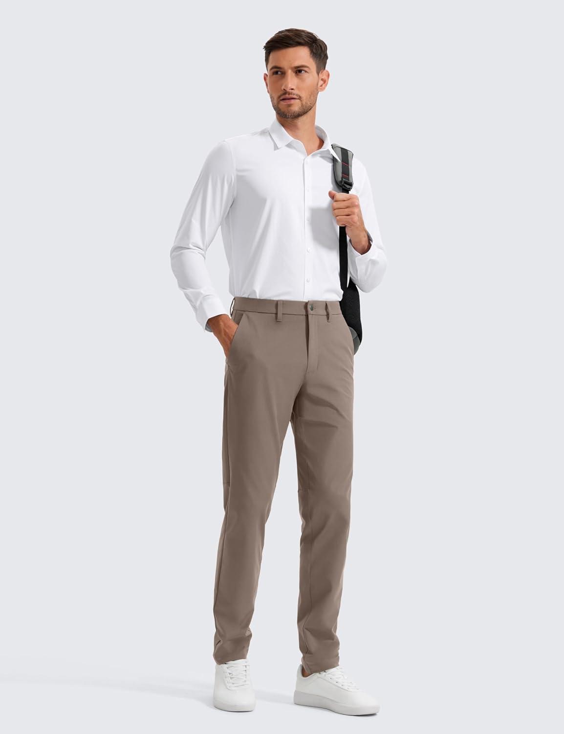 imageCRZ YOGA Mens All Day Comfy Golf Pants 28quot30quot32quot34quot36quot Quick Dry Lightweight Work Casual Trousers with PocketsNomad Grey