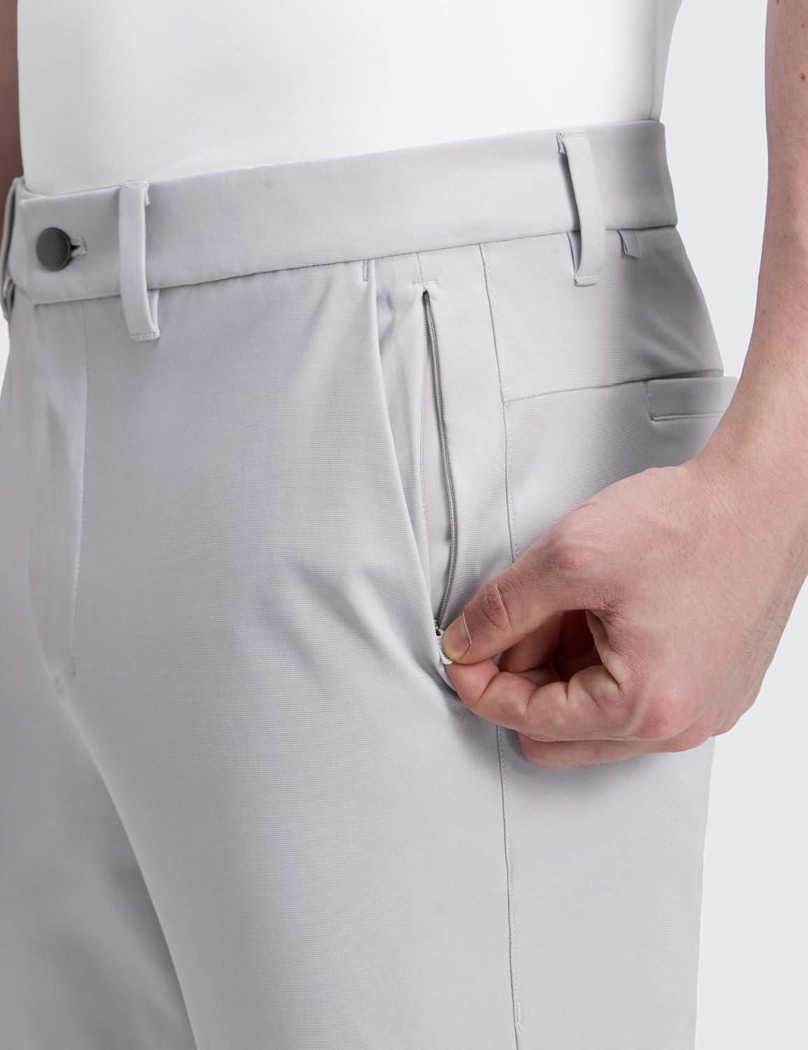 imageCRZ YOGA Mens All Day Comfy Golf Pants 28quot30quot32quot34quot36quot Quick Dry Lightweight Work Casual Trousers with PocketsPlatinum Grey