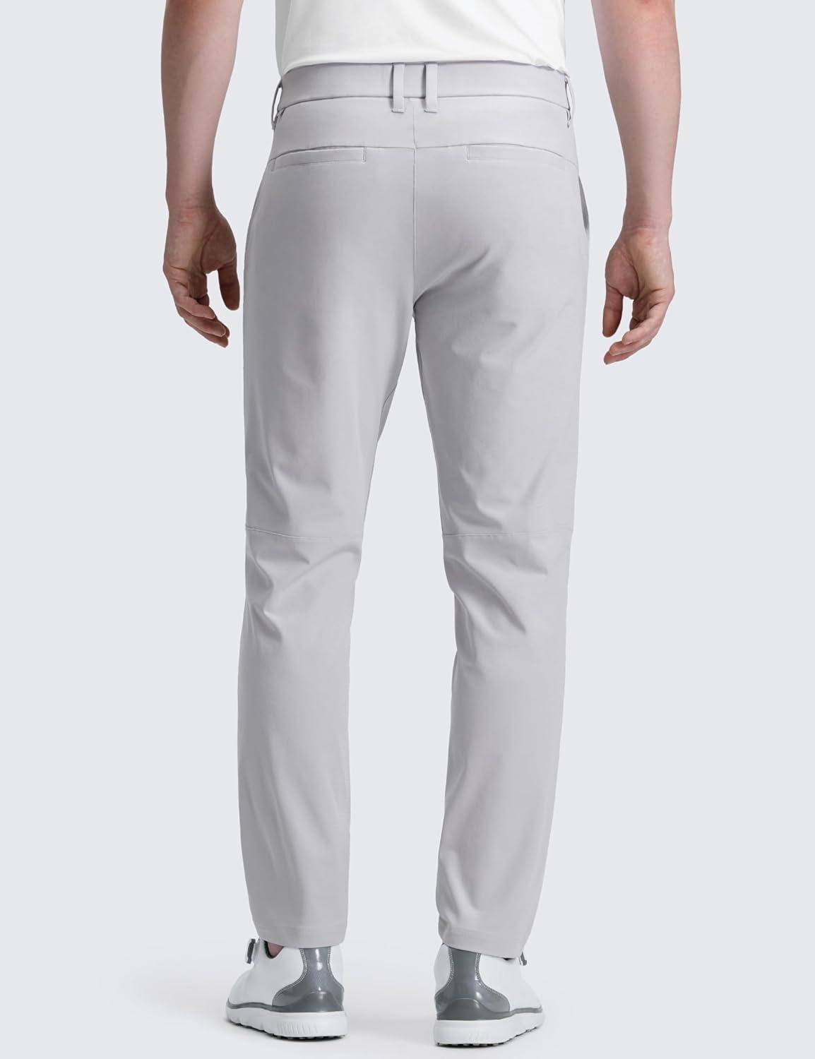 imageCRZ YOGA Mens All Day Comfy Golf Pants 28quot30quot32quot34quot36quot Quick Dry Lightweight Work Casual Trousers with PocketsPlatinum Grey