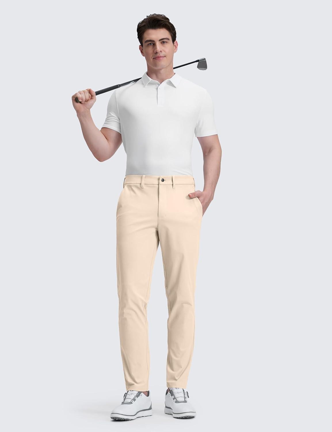 imageCRZ YOGA Mens All Day Comfy Golf Pants 28quot30quot32quot34quot36quot Quick Dry Lightweight Work Casual Trousers with PocketsRaw Linen