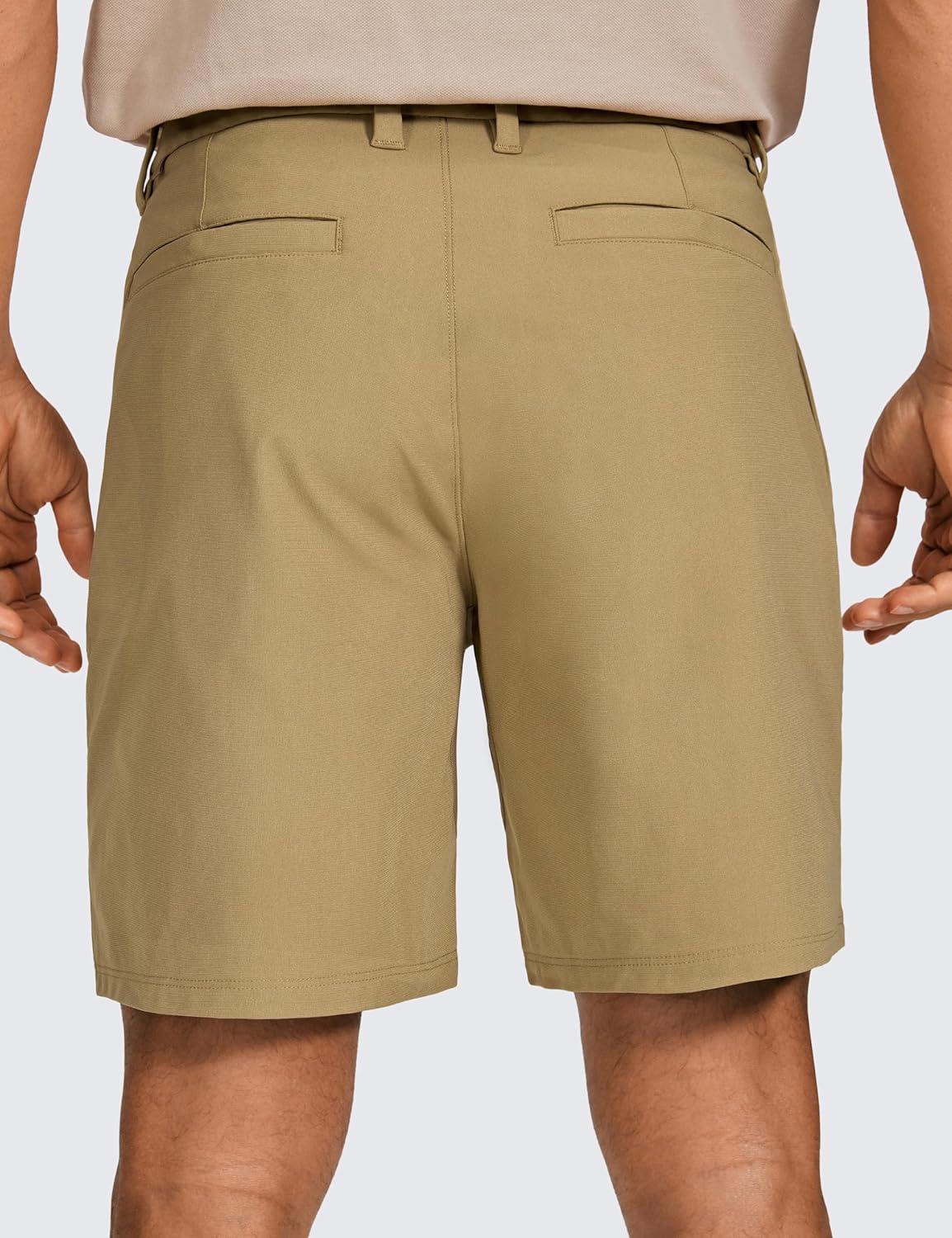 imageCRZ YOGA Mens All Day Comfy Golf Shorts 7quot9quot Stretch Lightweight Flat Front for Casual Work with PocketsArtifact Brown