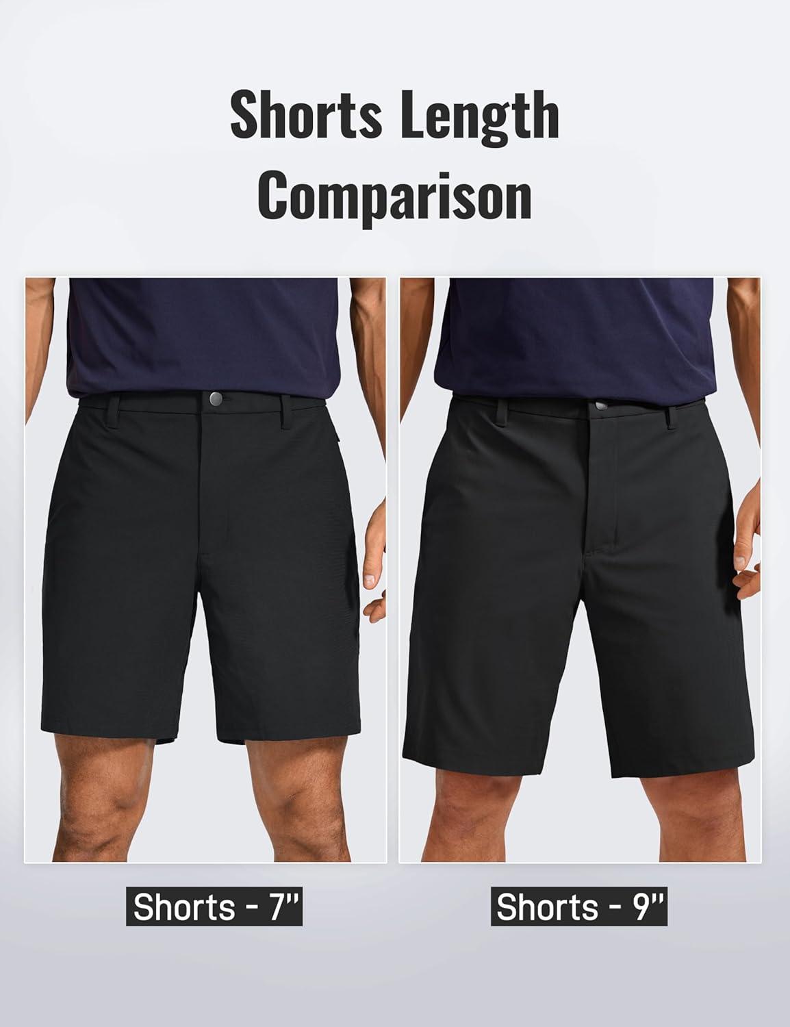 imageCRZ YOGA Mens All Day Comfy Golf Shorts 7quot9quot Stretch Lightweight Flat Front for Casual Work with PocketsBlack