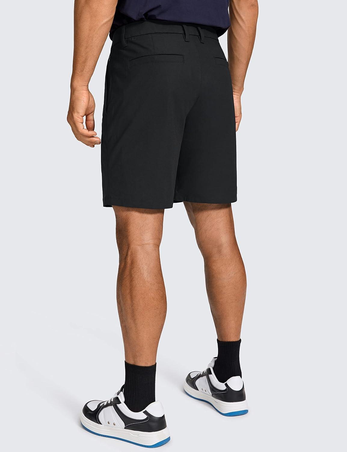 imageCRZ YOGA Mens All Day Comfy Golf Shorts 7quot9quot Stretch Lightweight Flat Front for Casual Work with PocketsBlack
