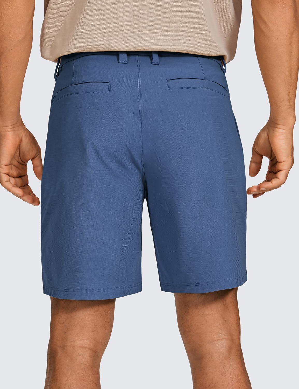 imageCRZ YOGA Mens All Day Comfy Golf Shorts 7quot9quot Stretch Lightweight Flat Front for Casual Work with PocketsElectric Blue