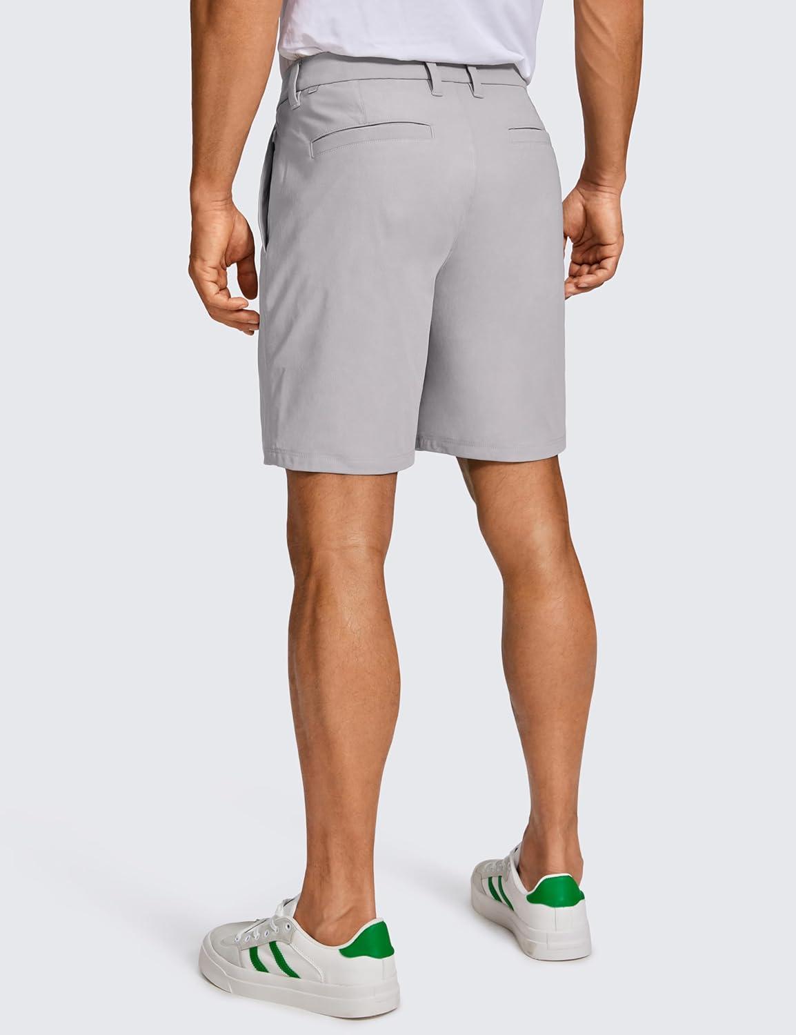 imageCRZ YOGA Mens All Day Comfy Golf Shorts 7quot9quot Stretch Lightweight Flat Front for Casual Work with PocketsGull Gray