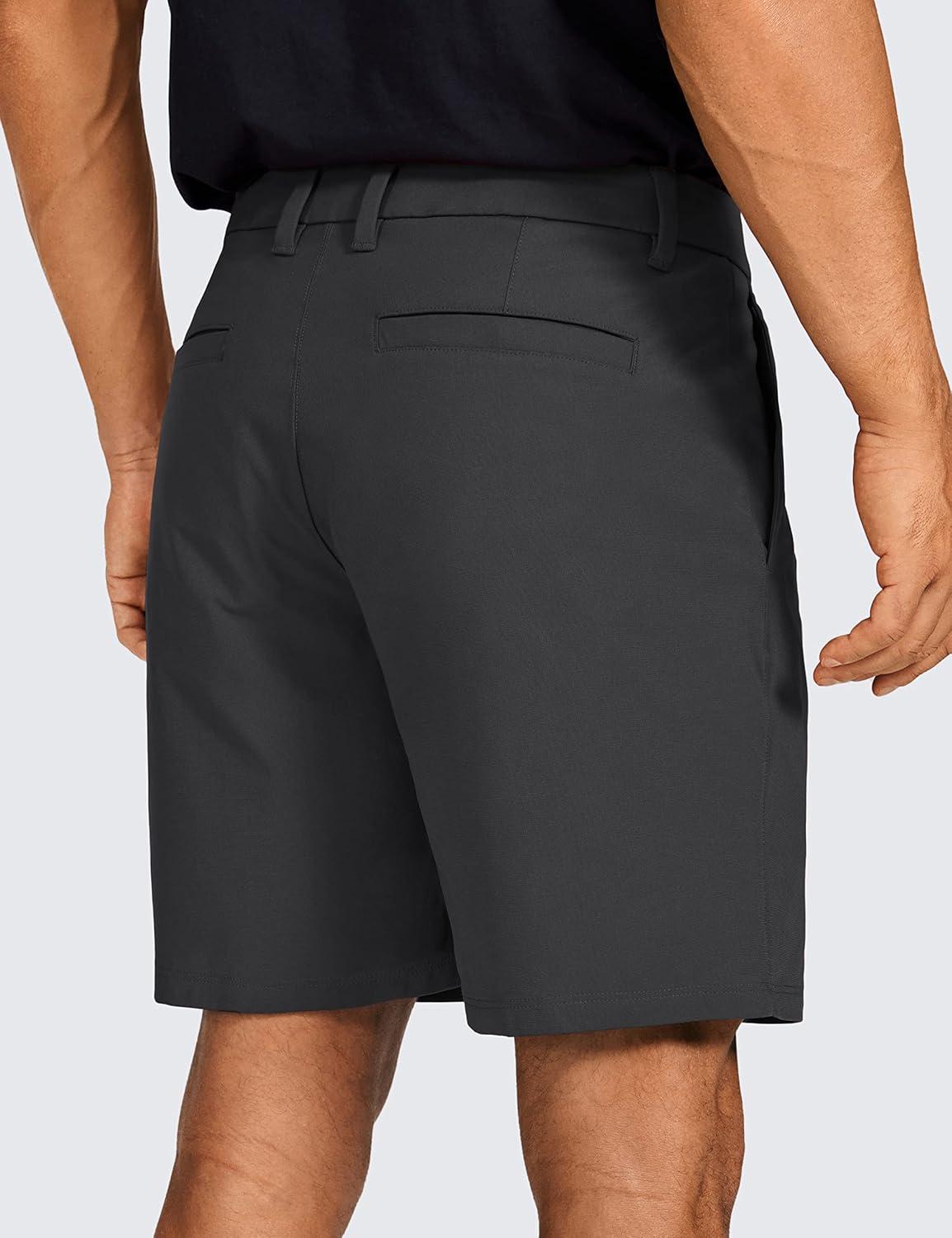 imageCRZ YOGA Mens All Day Comfy Golf Shorts 7quot9quot Stretch Lightweight Flat Front for Casual Work with PocketsInk Gray