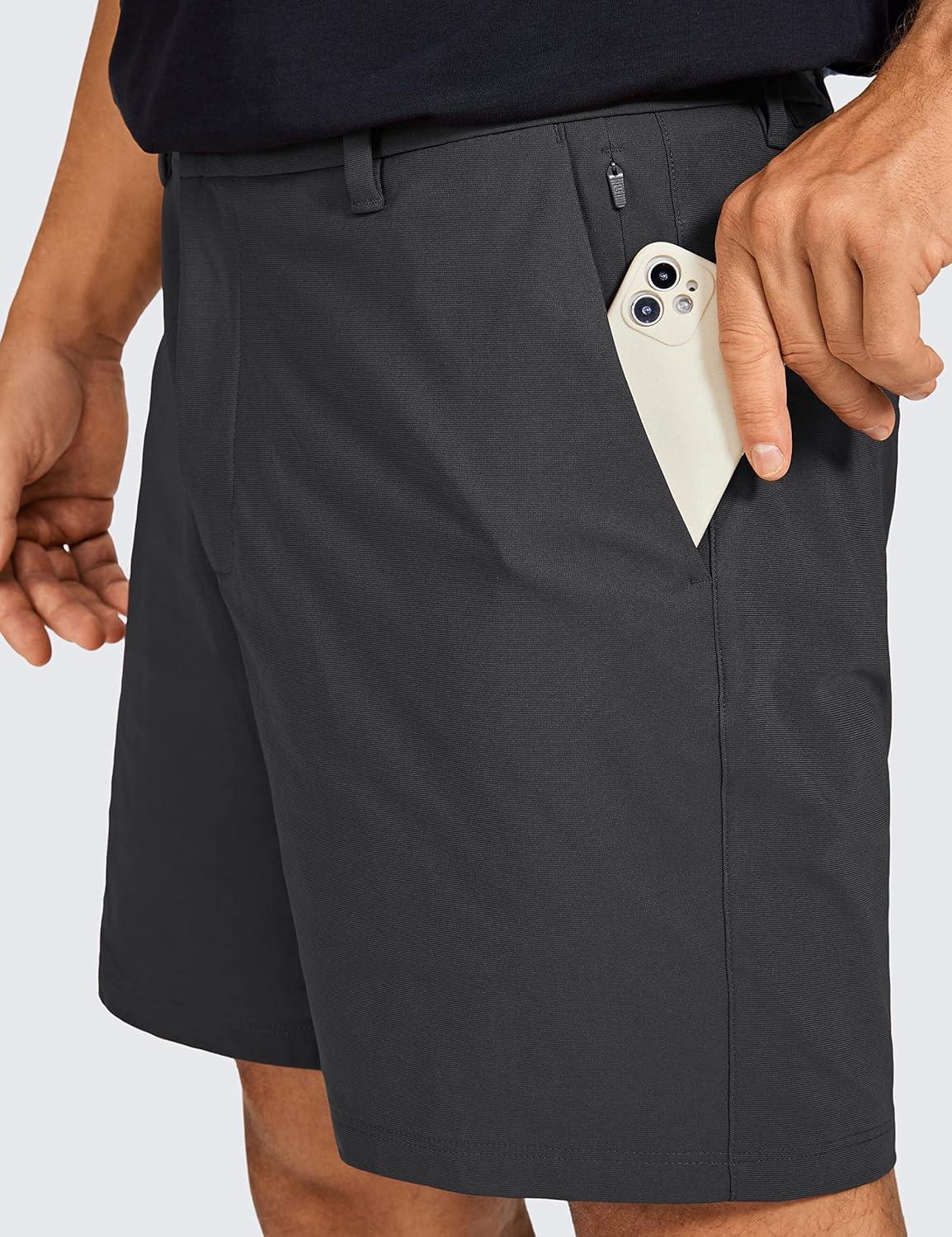 imageCRZ YOGA Mens All Day Comfy Golf Shorts 7quot9quot Stretch Lightweight Flat Front for Casual Work with PocketsInk Gray