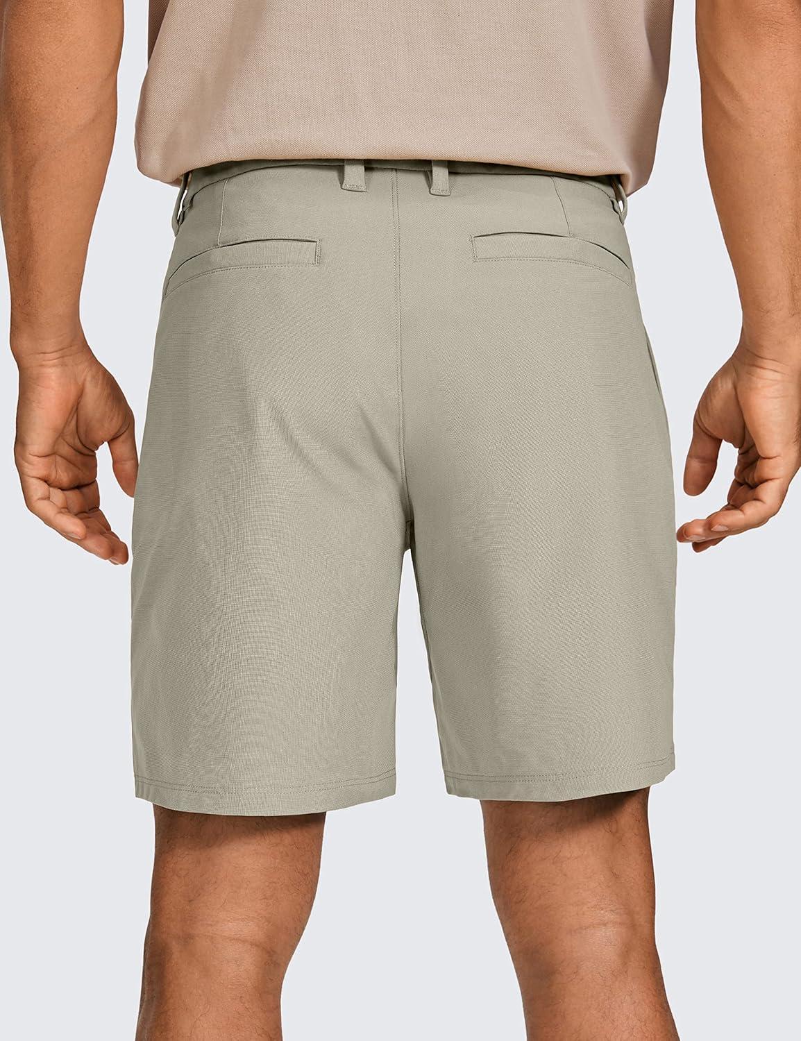 imageCRZ YOGA Mens All Day Comfy Golf Shorts 7quot9quot Stretch Lightweight Flat Front for Casual Work with PocketsKhali Barley