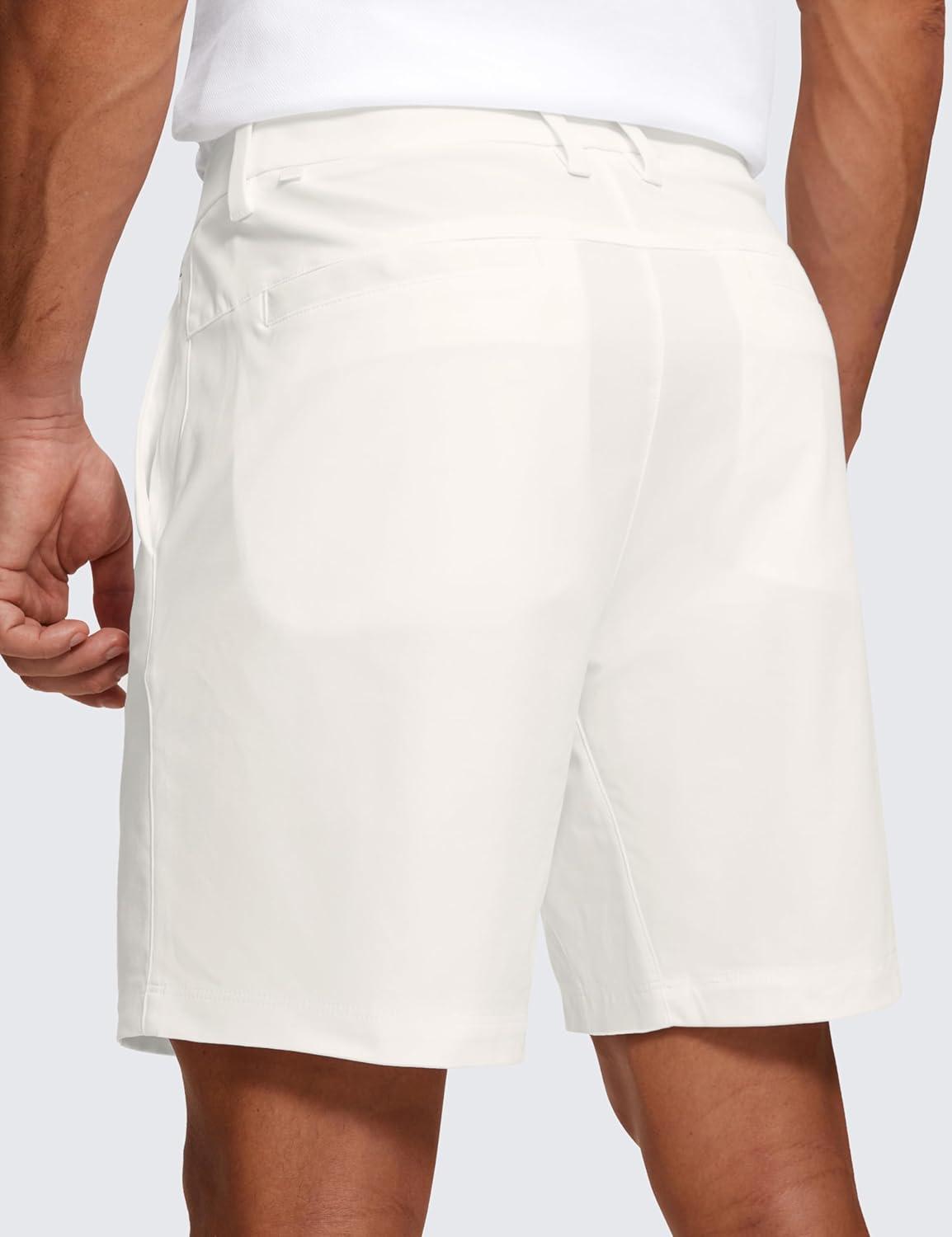 imageCRZ YOGA Mens All Day Comfy Golf Shorts 7quot9quot Stretch Lightweight Flat Front for Casual Work with PocketsMilky White Bone