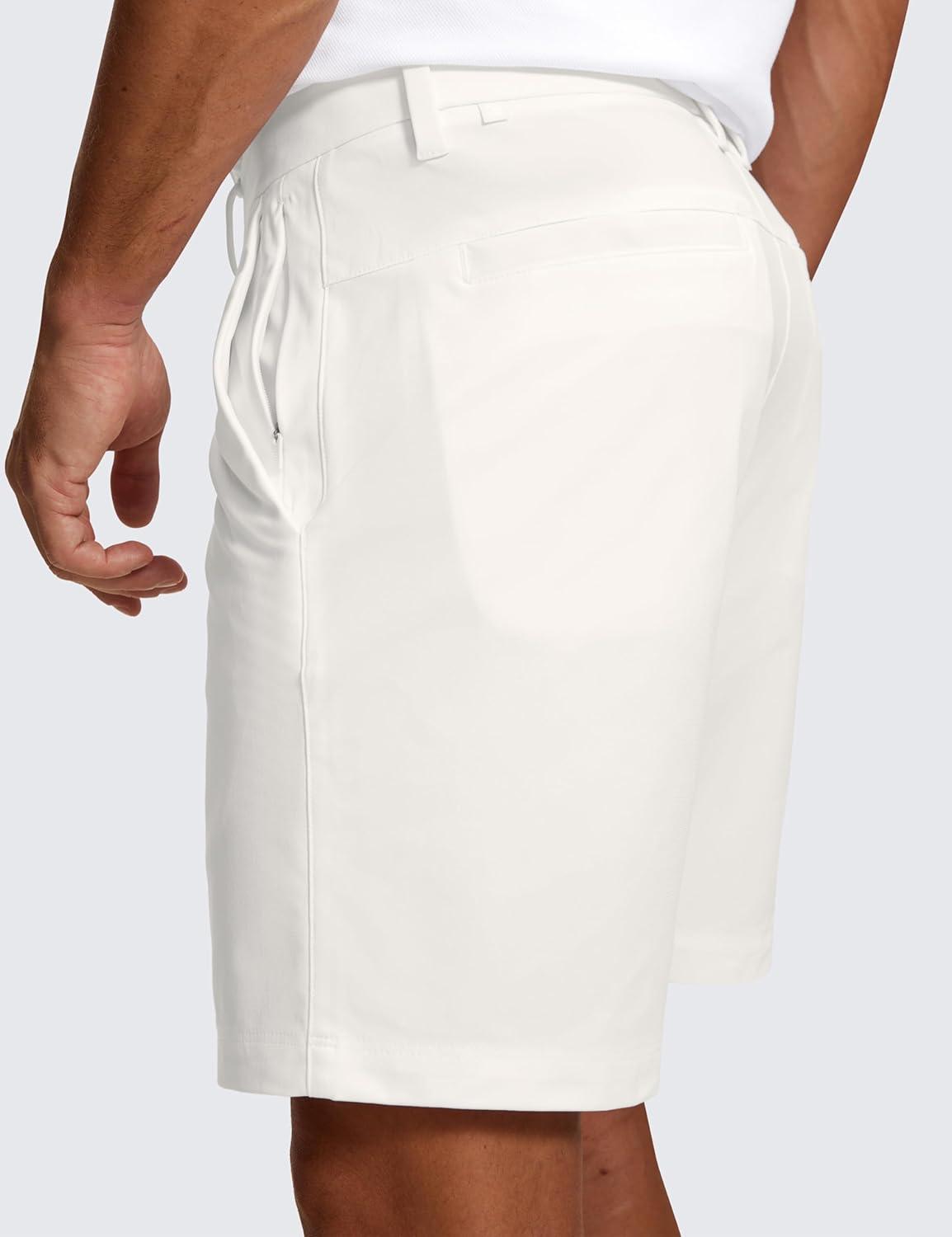 imageCRZ YOGA Mens All Day Comfy Golf Shorts 7quot9quot Stretch Lightweight Flat Front for Casual Work with PocketsMilky White Bone