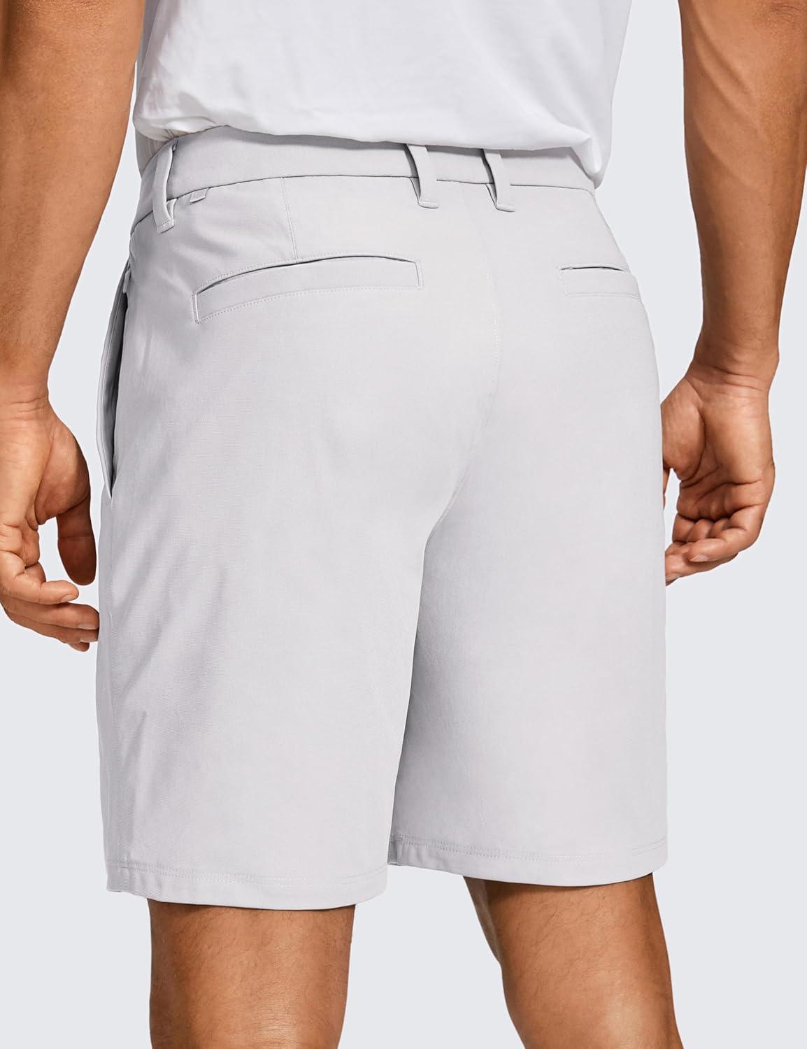 imageCRZ YOGA Mens All Day Comfy Golf Shorts 7quot9quot Stretch Lightweight Flat Front for Casual Work with PocketsPlatinum Grey