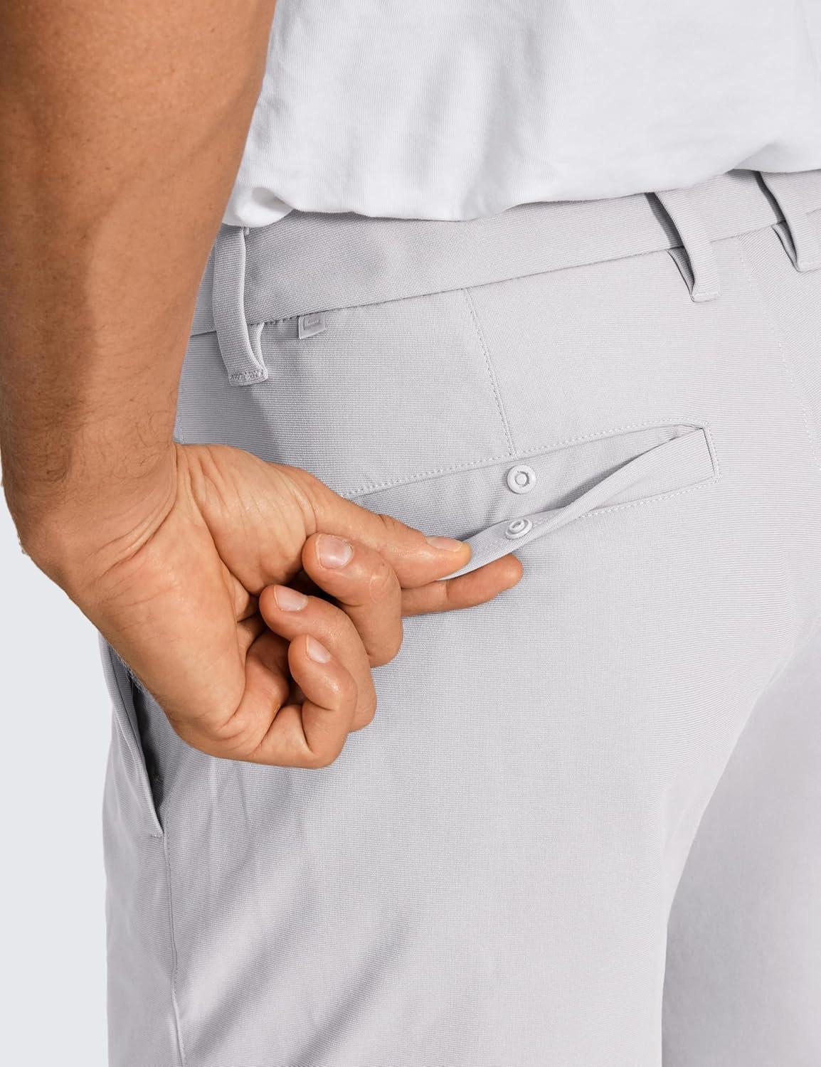 imageCRZ YOGA Mens All Day Comfy Golf Shorts 7quot9quot Stretch Lightweight Flat Front for Casual Work with PocketsPlatinum Grey