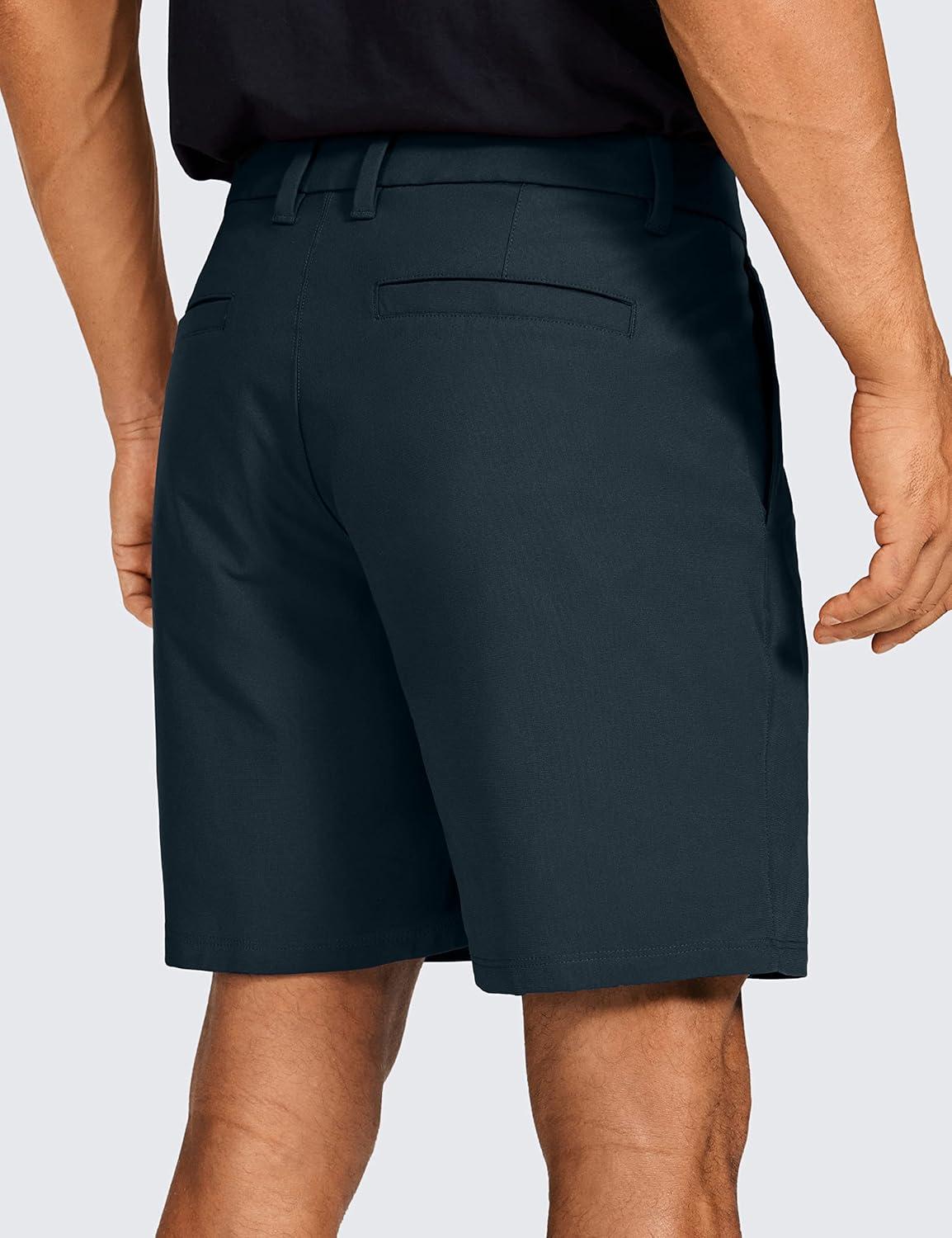 imageCRZ YOGA Mens All Day Comfy Golf Shorts 7quot9quot Stretch Lightweight Flat Front for Casual Work with PocketsTrue Navy