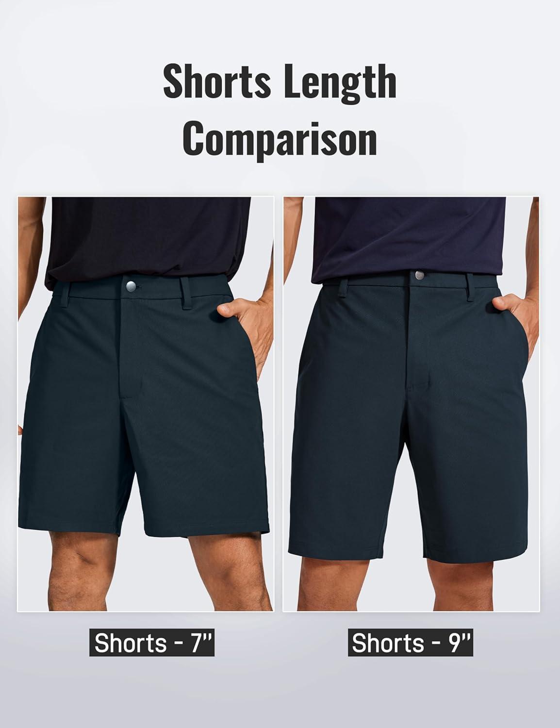 imageCRZ YOGA Mens All Day Comfy Golf Shorts 7quot9quot Stretch Lightweight Flat Front for Casual Work with PocketsTrue Navy