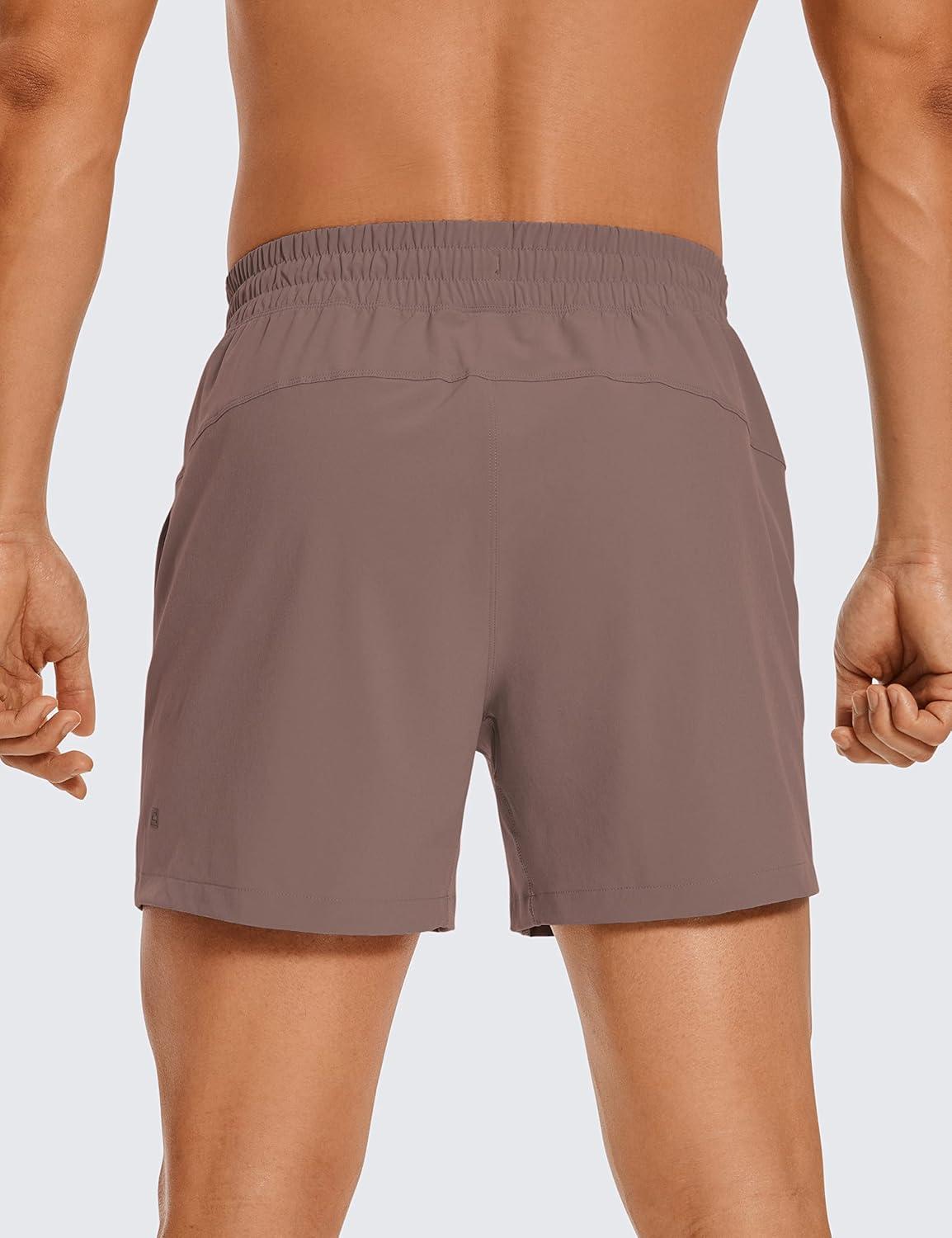 imageCRZ YOGA Mens Linerless Workout Shorts 5 Lightweight Quick Dry for Running Sports Athletic Gym with PocketsBrown Rock