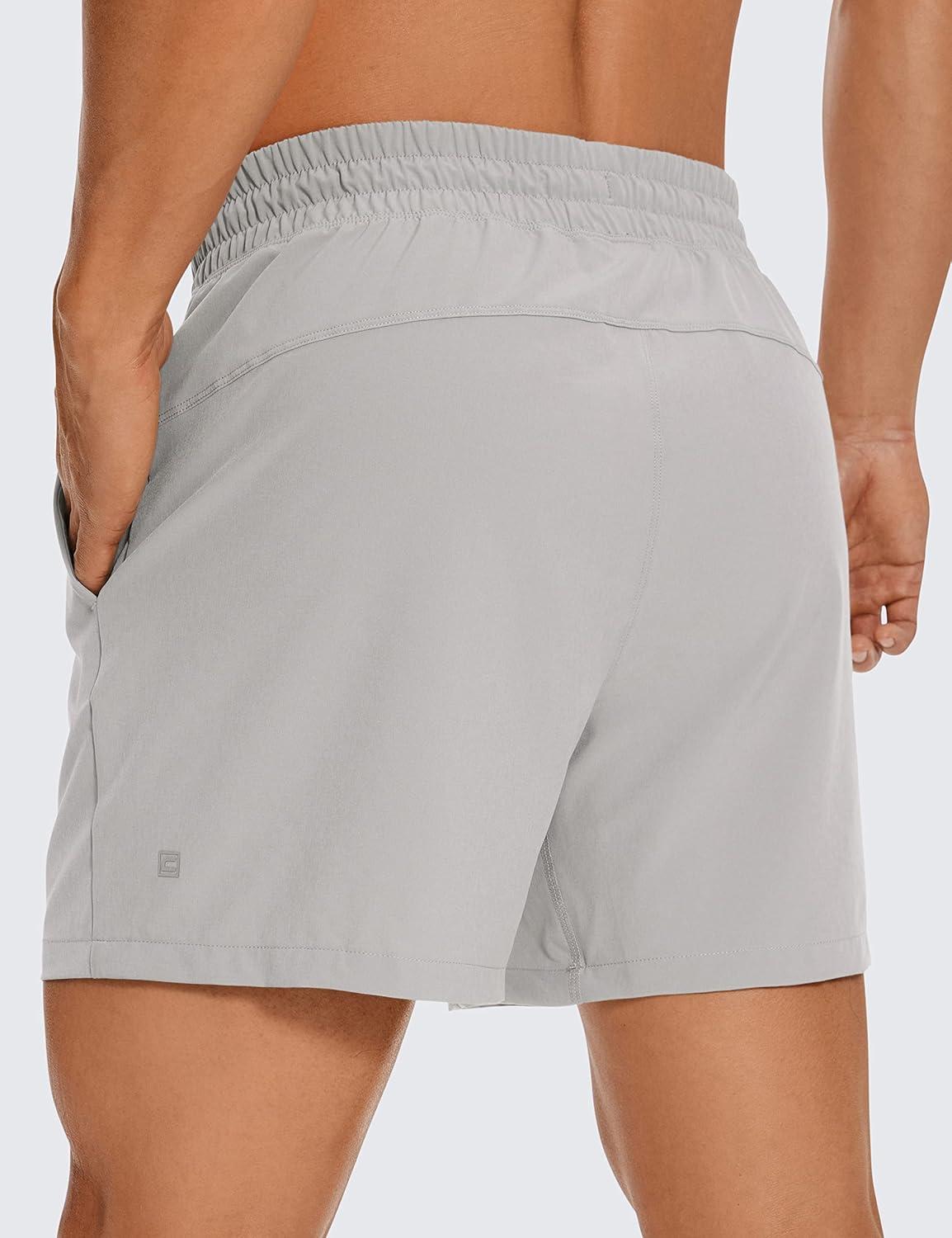 imageCRZ YOGA Mens Linerless Workout Shorts 5 Lightweight Quick Dry for Running Sports Athletic Gym with PocketsDark Chrome