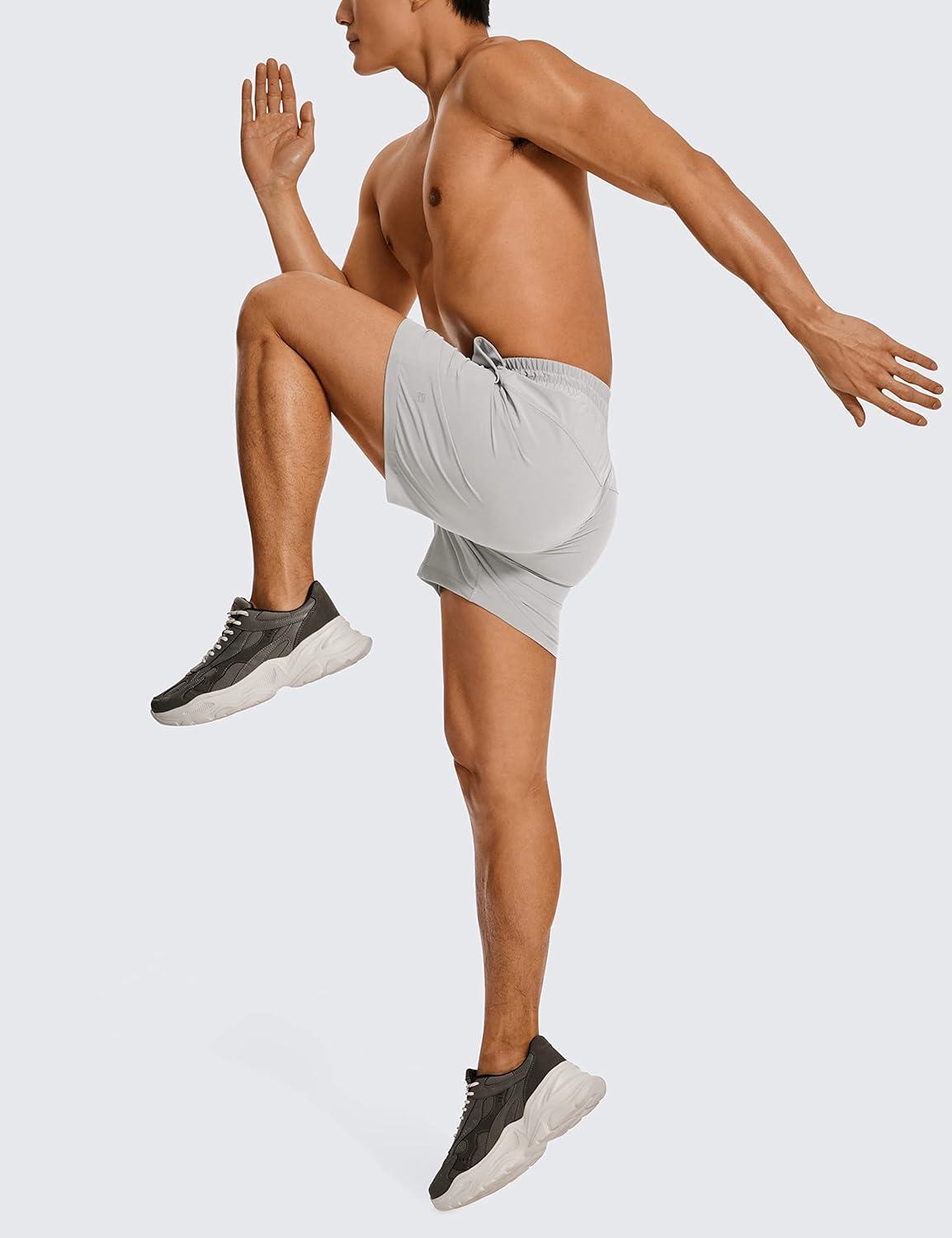 imageCRZ YOGA Mens Linerless Workout Shorts 5 Lightweight Quick Dry for Running Sports Athletic Gym with PocketsDark Chrome
