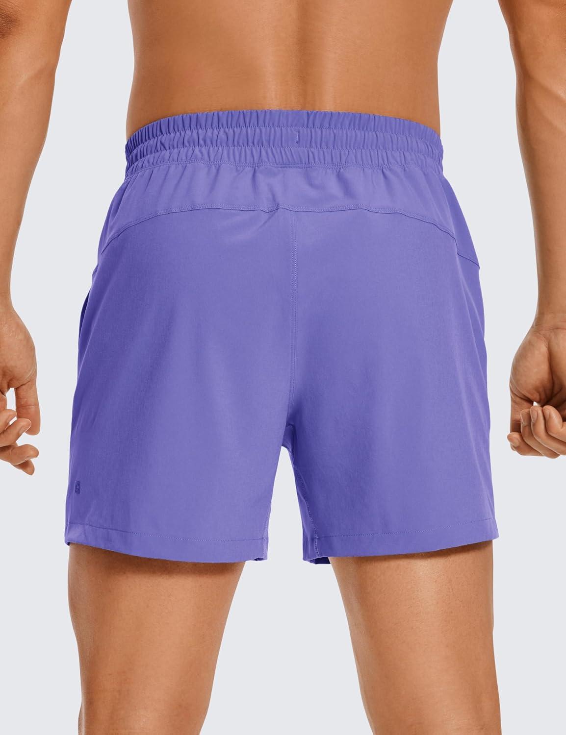 imageCRZ YOGA Mens Linerless Workout Shorts 5 Lightweight Quick Dry for Running Sports Athletic Gym with PocketsDark Lavender Purple