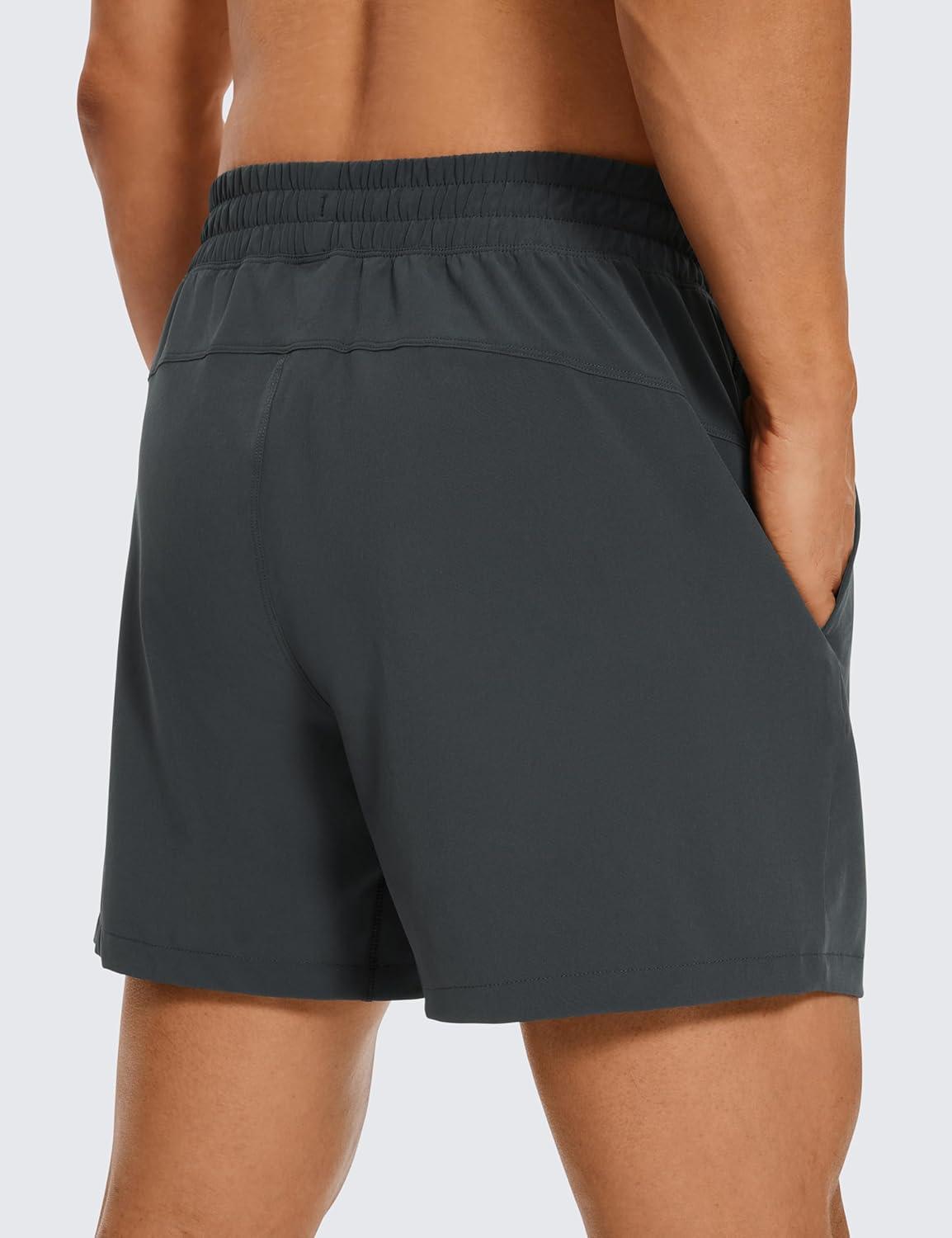 imageCRZ YOGA Mens Linerless Workout Shorts 5 Lightweight Quick Dry for Running Sports Athletic Gym with PocketsInk Gray