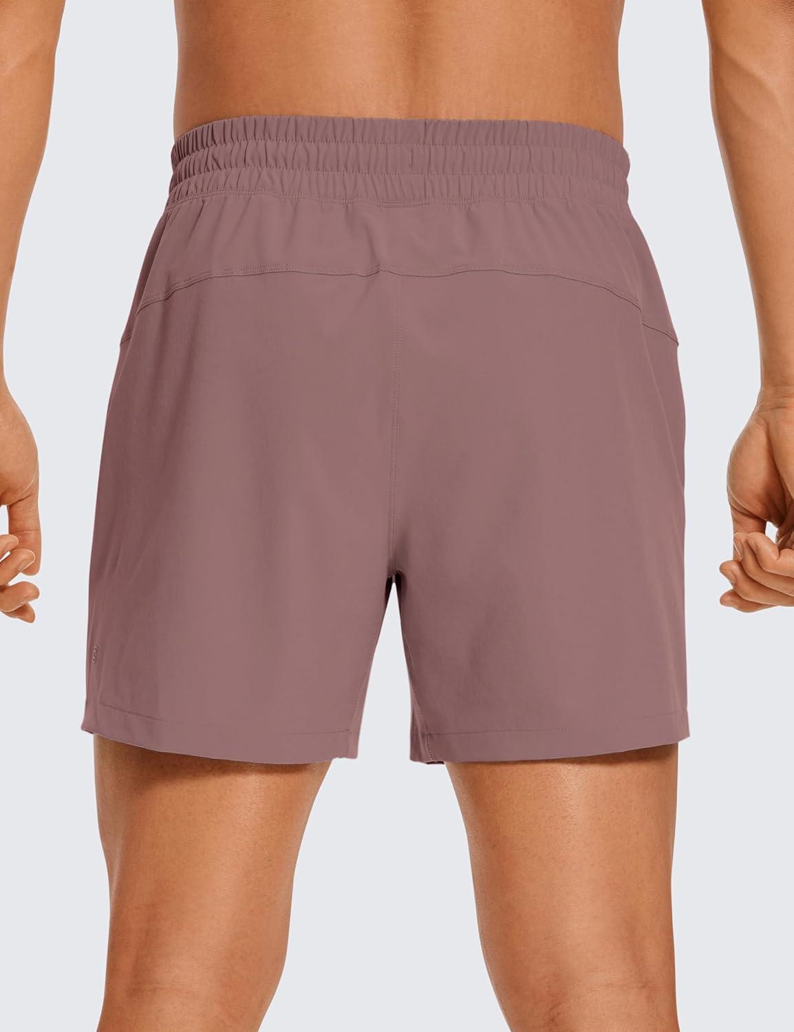 imageCRZ YOGA Mens Linerless Workout Shorts 5 Lightweight Quick Dry for Running Sports Athletic Gym with PocketsMauve
