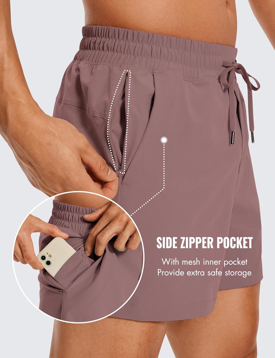 imageCRZ YOGA Mens Linerless Workout Shorts 5 Lightweight Quick Dry for Running Sports Athletic Gym with PocketsMauve
