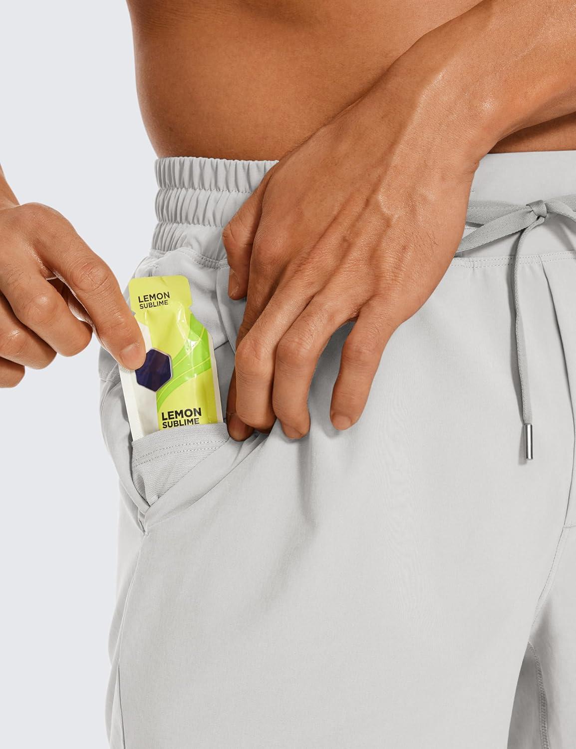 imageCRZ YOGA Mens Linerless Workout Shorts 5 Lightweight Quick Dry for Running Sports Athletic Gym with PocketsPlatinum Grey